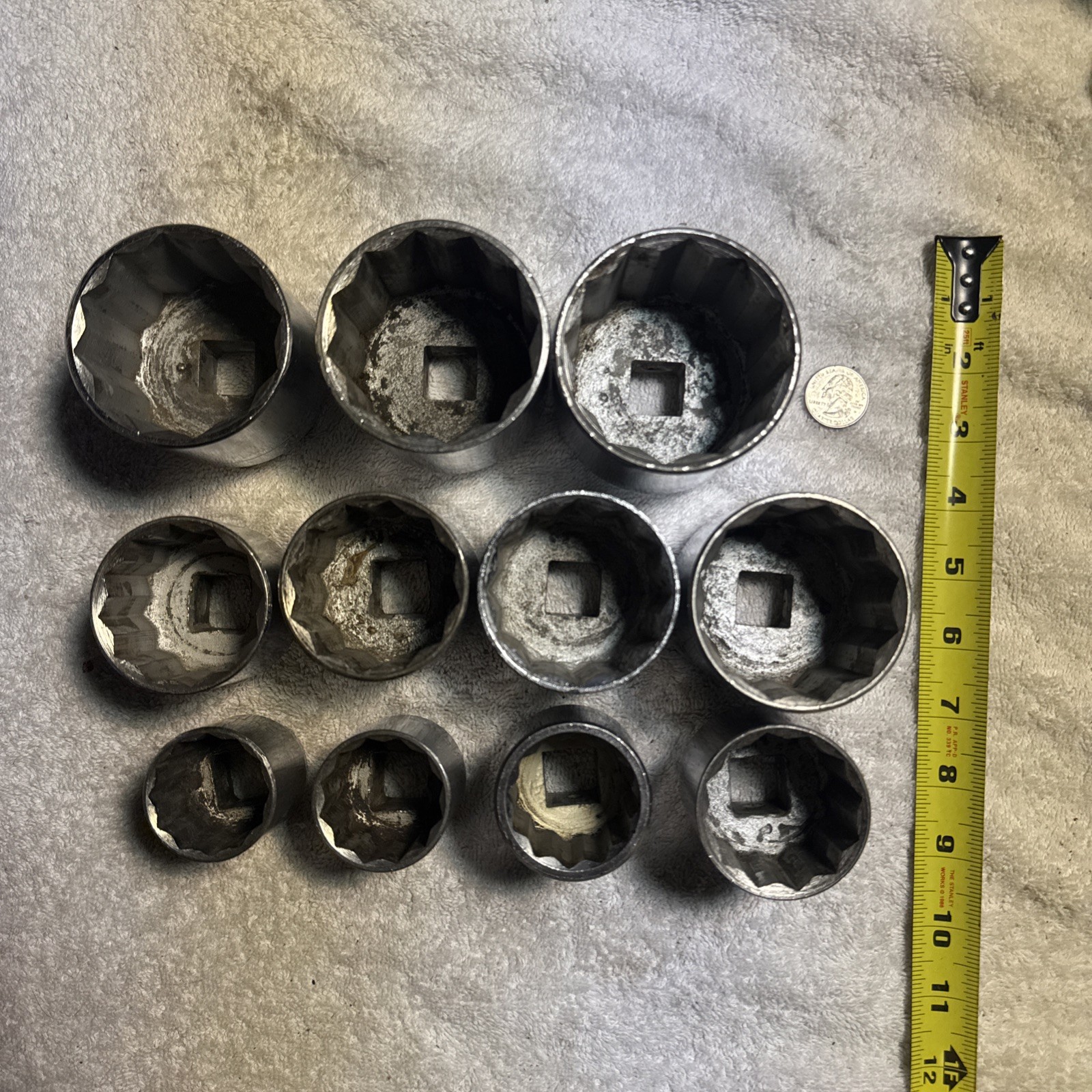 LARGE Craftsman 3/8 Drive Std Socket Lot Point 12 Pieces 1 5/16” – 2 3/8” CLEAN