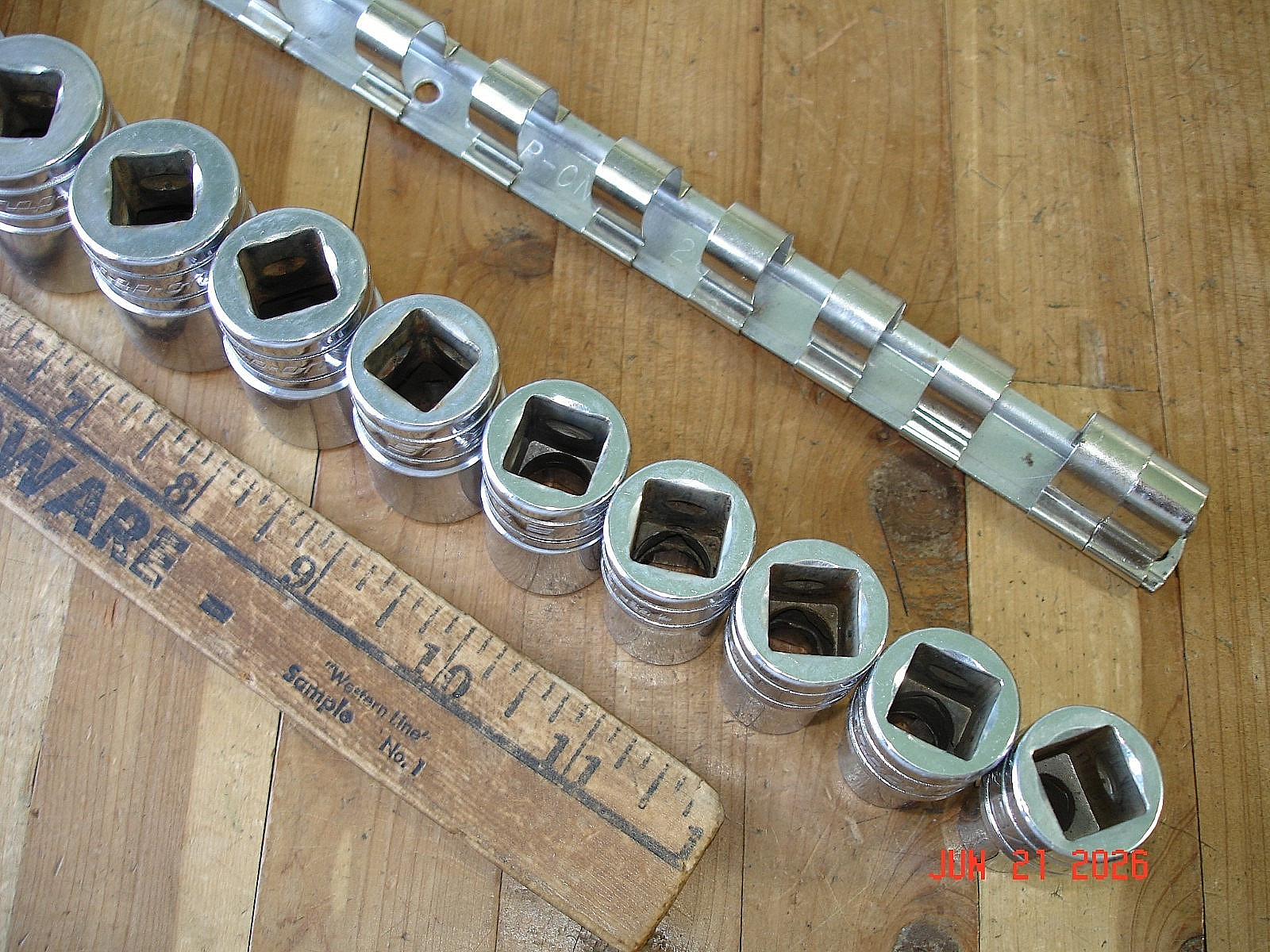 SNAP-ON 17 PIECE 1/2 DRIVE SAE SOCKET SET RATCHET EXTENSIONS MECHANICS TOOLS USA