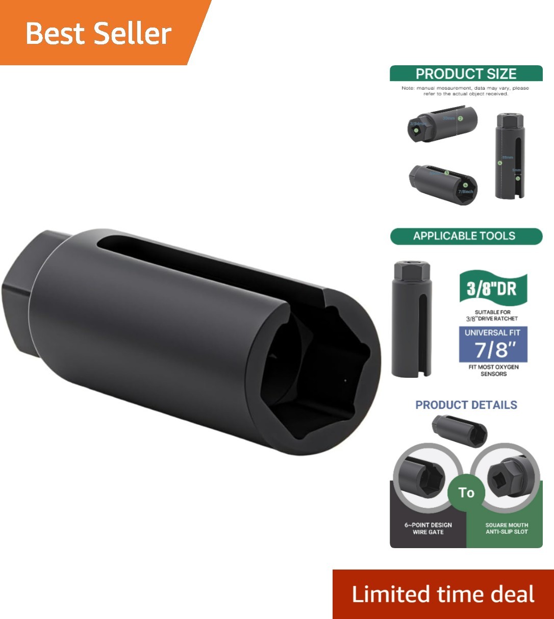 Chrome Vanadium Oxygen Sensor Socket 7/8” with Wire Protection – Precision Tool
