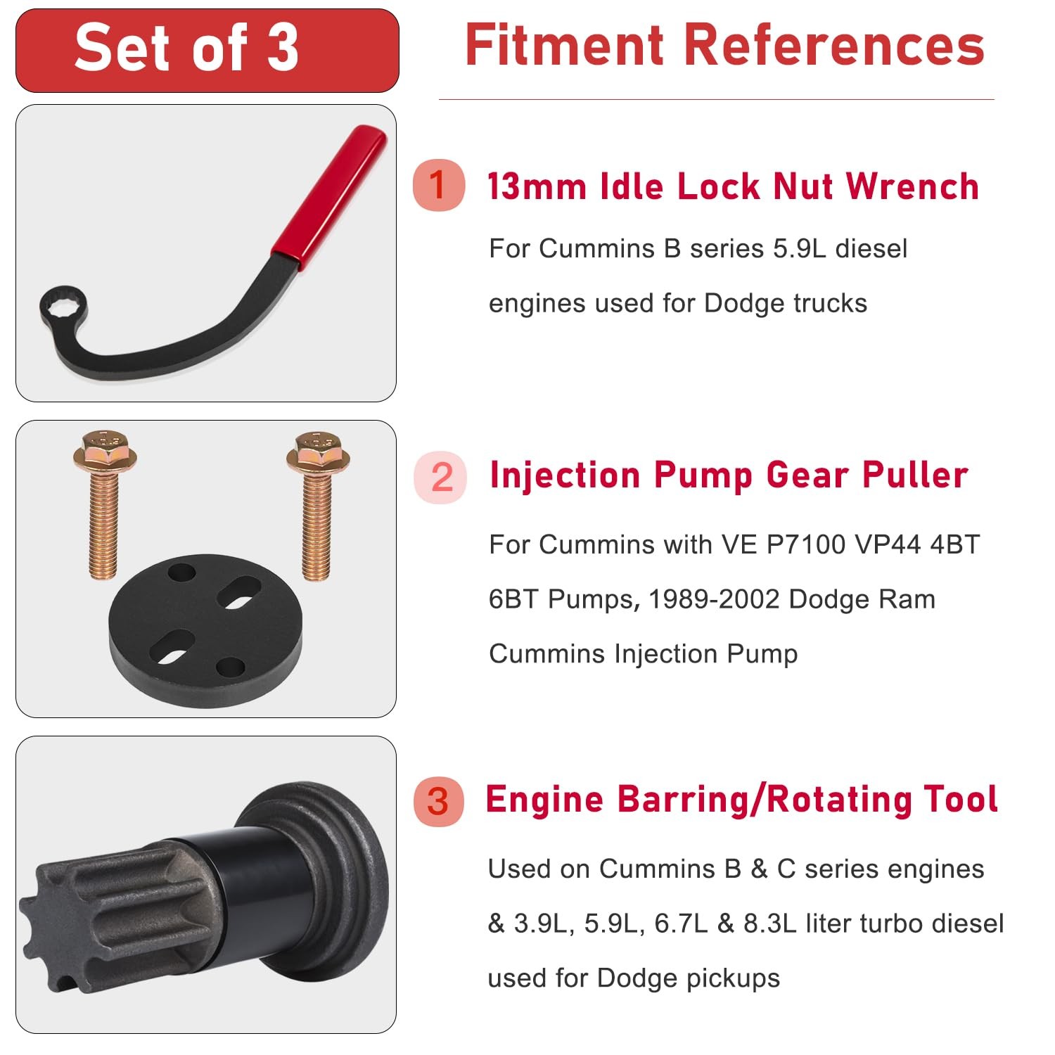 13mm Injection Pump Idle Lock Nut Wrench & Engine Barring Tool & Injection Pu…