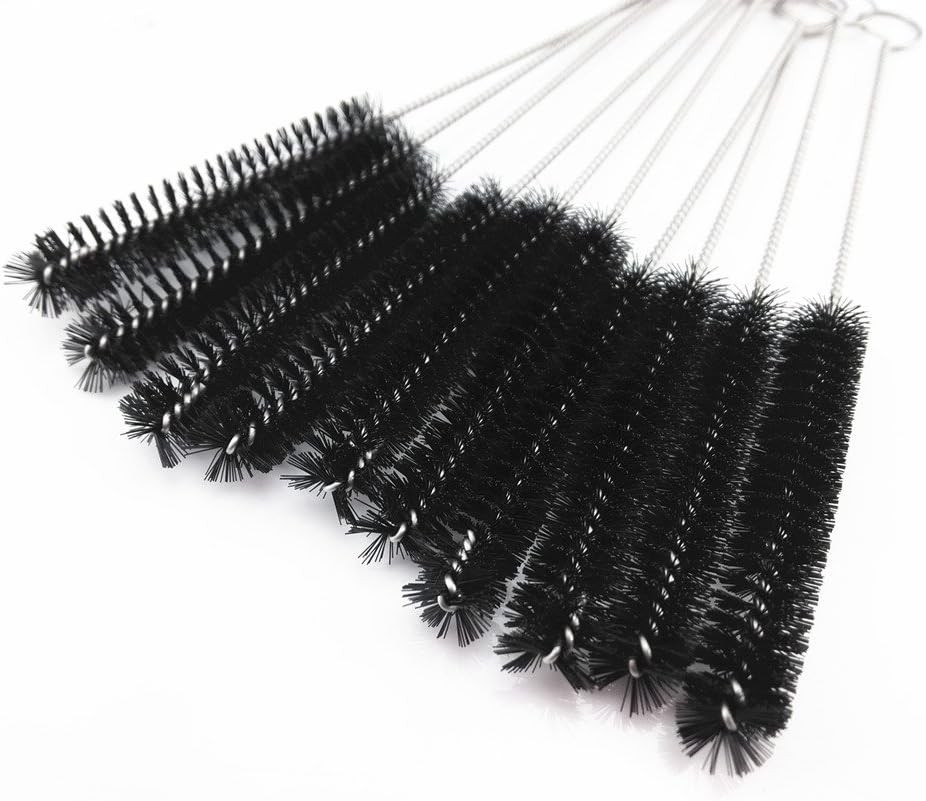 yueton?Pack of 10 Black Nylon Tube Pipe Nozzle Brush Dia 10mm with Wire