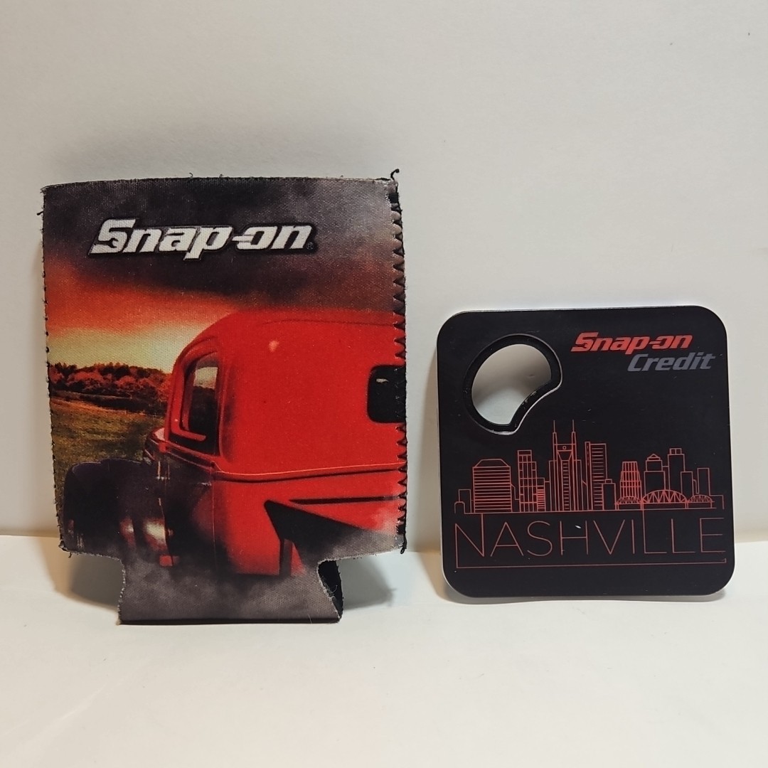 Snap-on Tools Magnetic Can Koozie And Nashville Magnetic Bottle Opener / Coaster