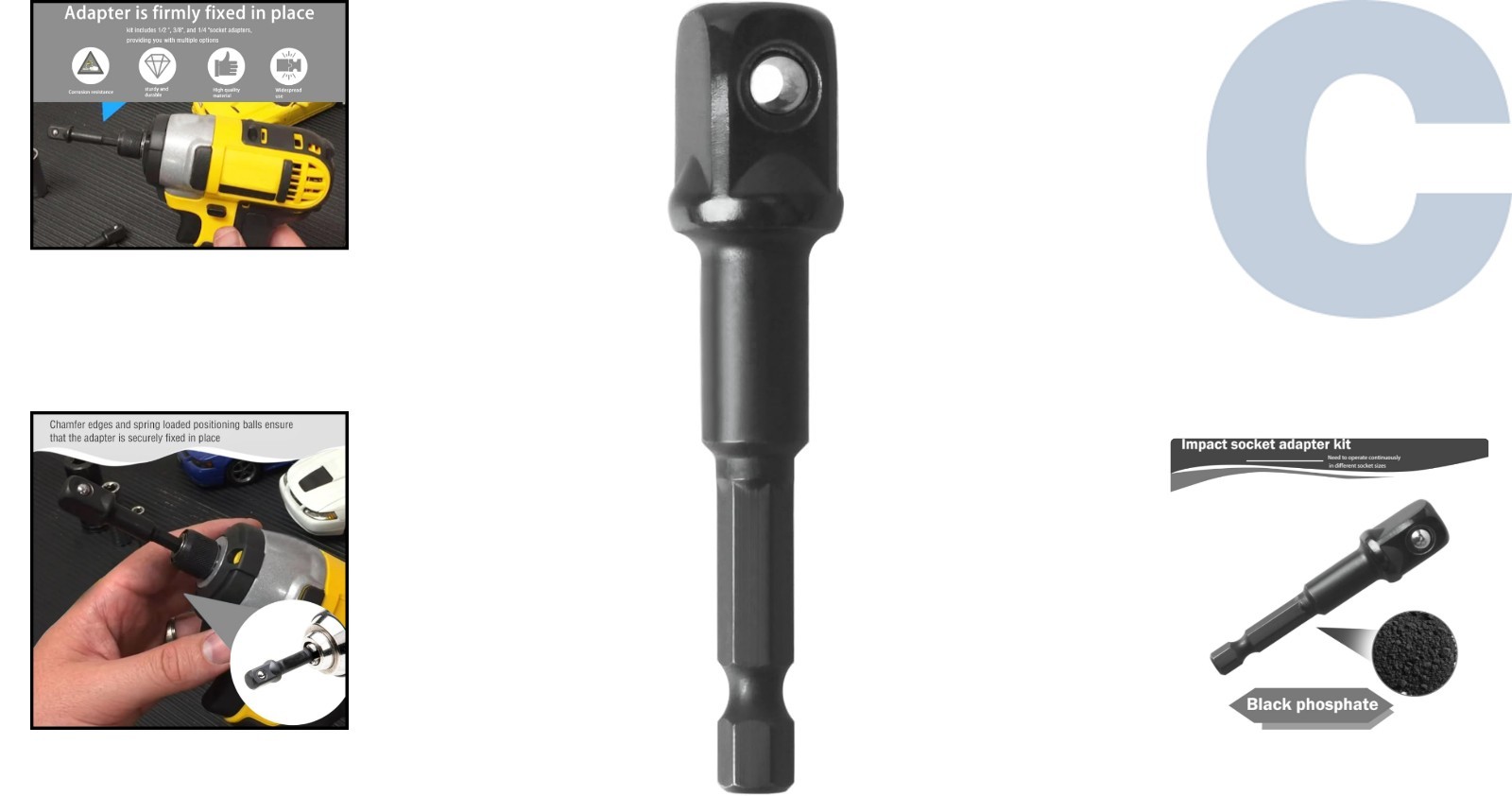 DW2547IR Impact Socket Adapter Set – 1/2″ Drive, High-Speed Steel Precision