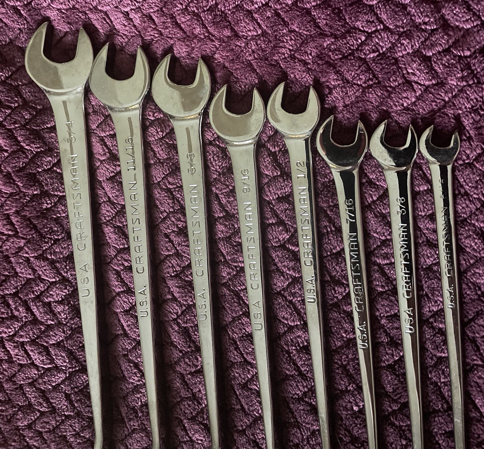 Craftsman Cross-Force SAE Combination Wrench Set 8pc 5/16-3/4 USA 946520