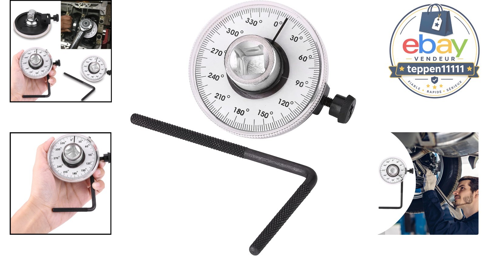 1/2-Inch Drive Torque Angle Gauge Adjustable 360 Degree Wrench
