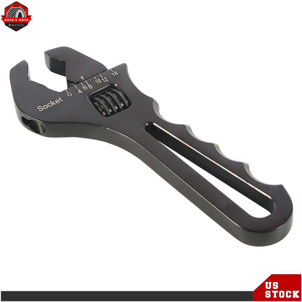 3AN-16AN Adjustable Wrench Black Aluminum Tool Spanner Fit For Hose End Fitting