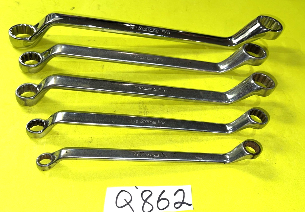 SNAP-ON TOOLS 5 PIECE SAE. DEEP OFF-SET BOX-END WRENCH SET 3/8 TO 15/16