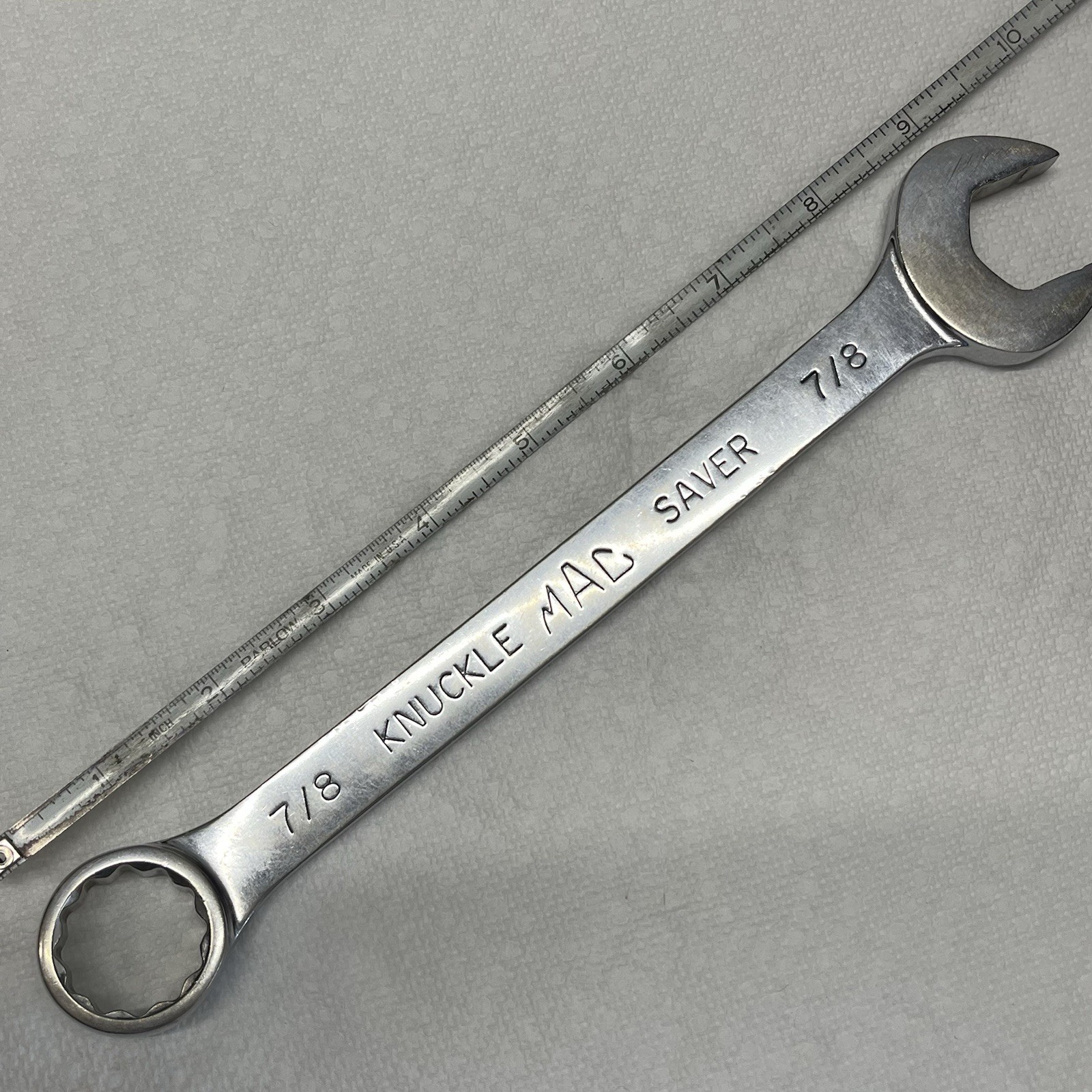 Mac Tools 7/8 combo wrench Knuckle-Saver more durable and thicker.