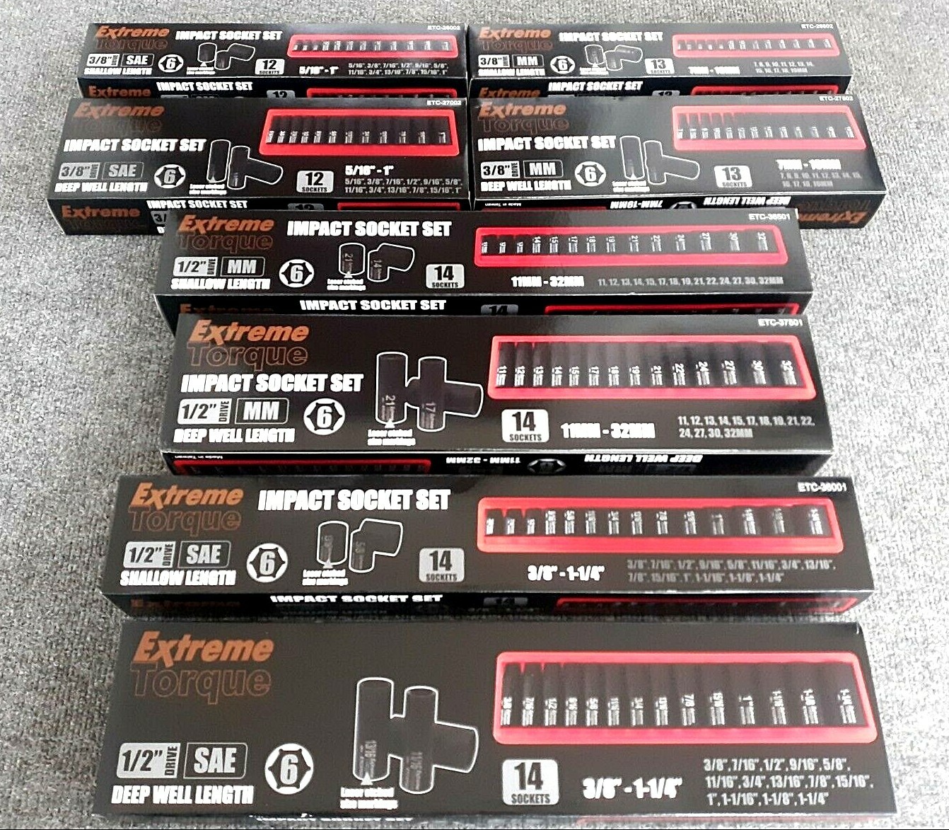 106 pc Six Point Impact Sockets SAE & Metric 3/8 & 1/2″ Drive Deep & Shallow Set