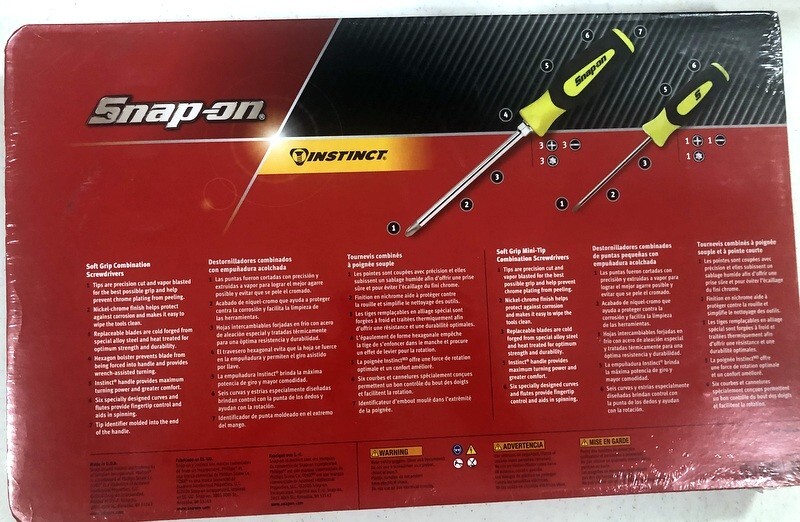 NEW Snap-on 12pc HI-VIZ Yellow Soft Grip Combo Screwdriver Torx Set SGDXW120BH