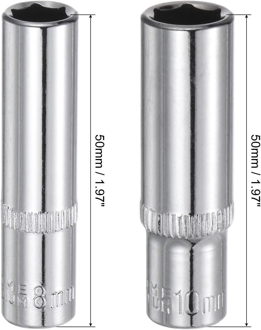 6-Point Shallow Socket, 1/4″ Drive 2pcs 8mm Deep Socket & 4pcs 10mm Deep Sock…
