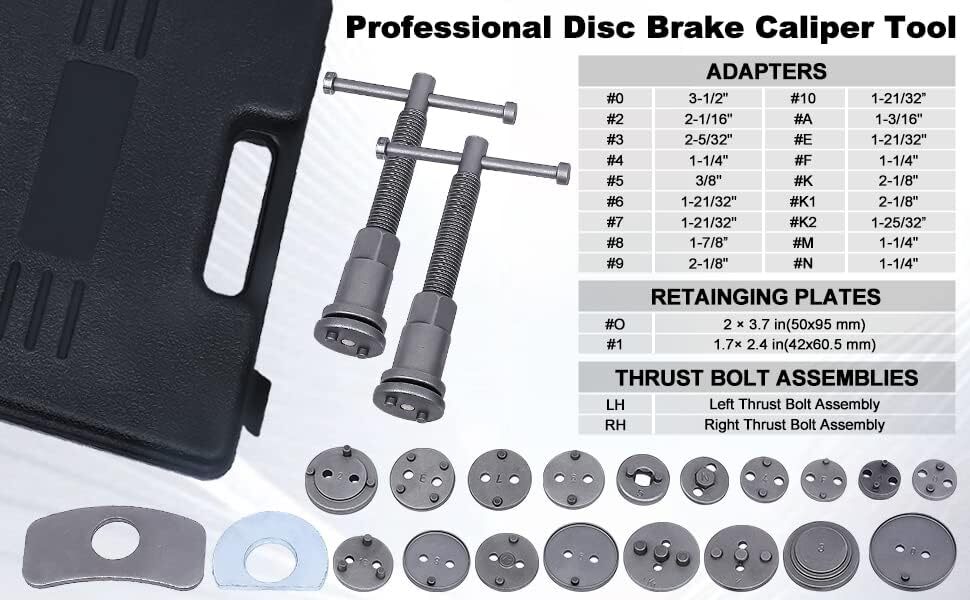 8MILELAKE 24pcs Heavy Duty Car Disc Brake Caliper Compressor Wind Back Tools Kit