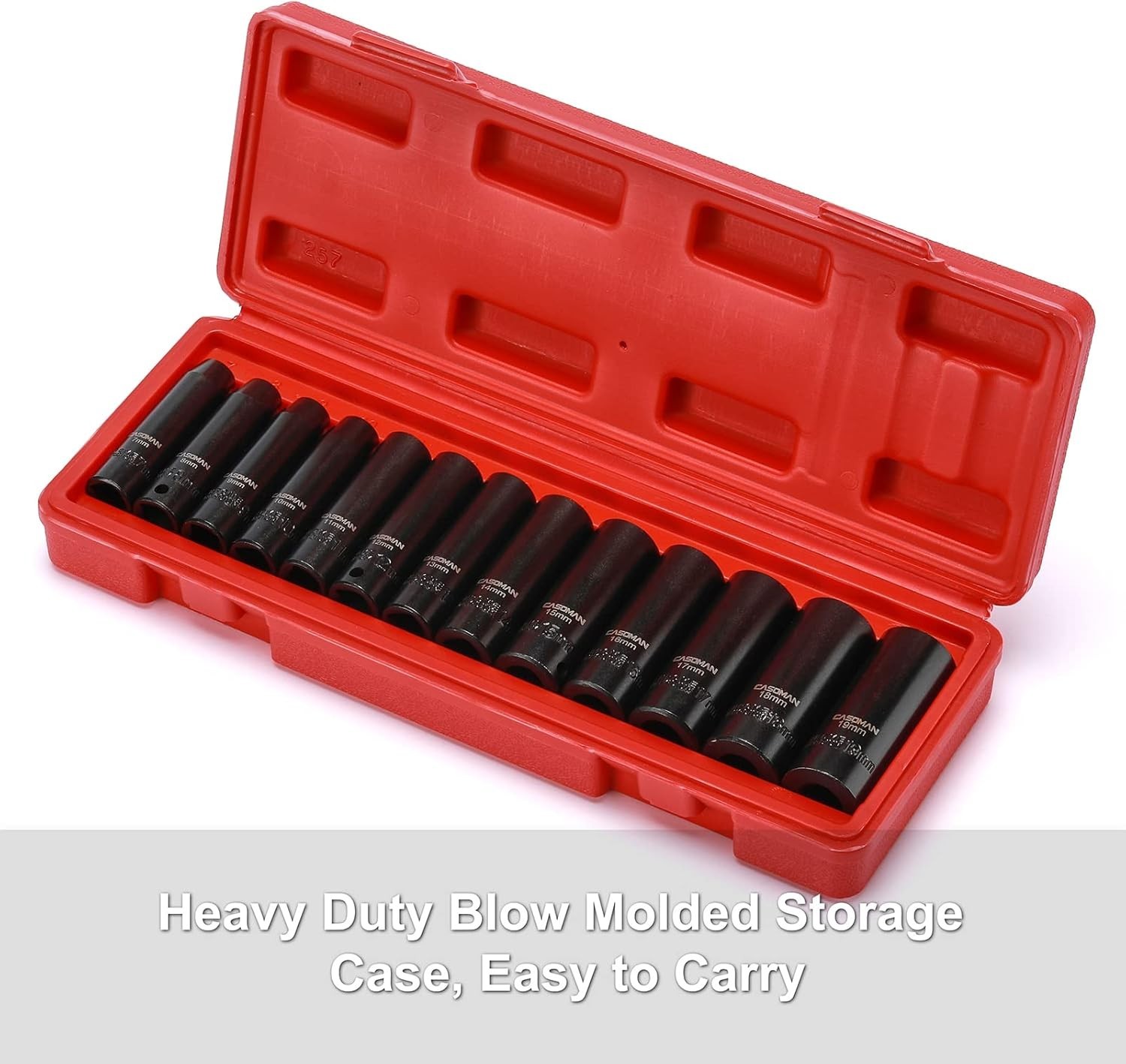 Heavy Duty 3/8-Inch Drive Metric Deep Socket Set – 13 Pieces, ANSI Certified