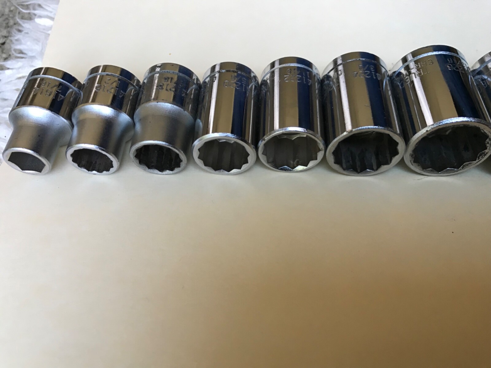 Truecraft Socket Set 1/2” Drive,-7/16,1/2,9/16,5/8,11/16,3/4,13/16,7/8,15/16,1,+