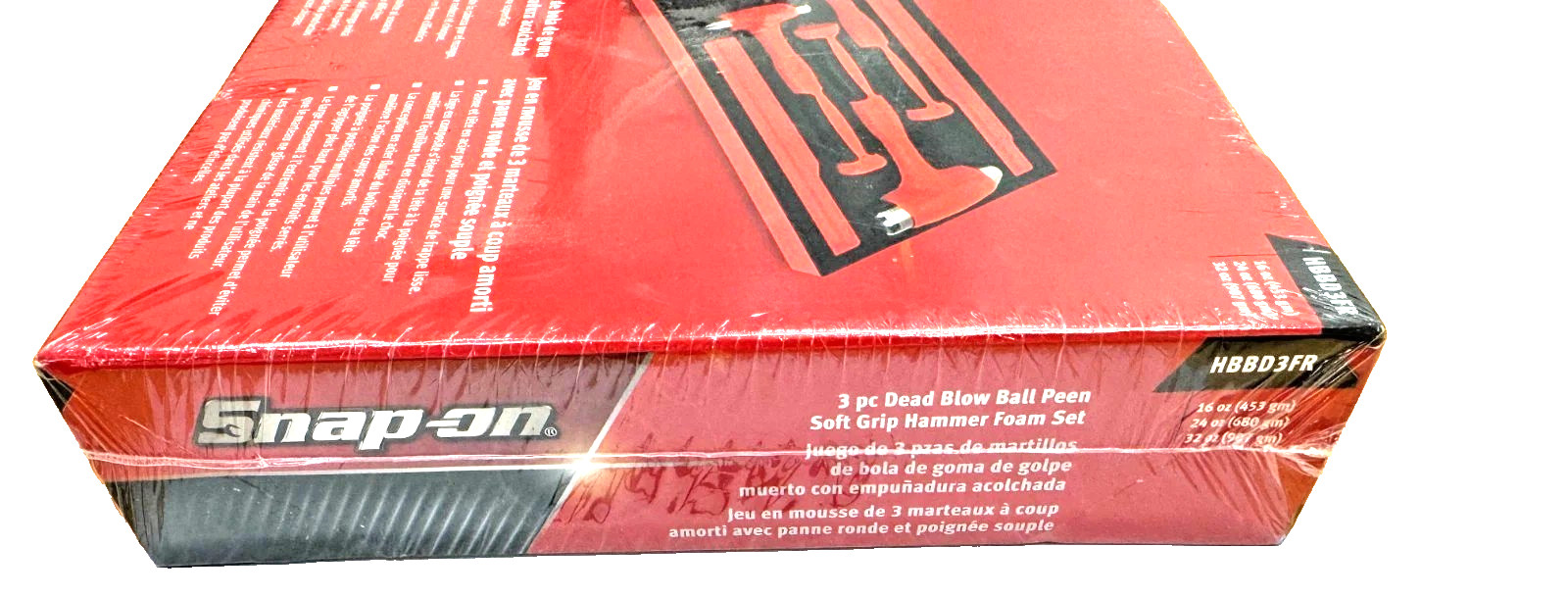 New Snap-on™ 3-pc 16 24 32 oz RED Dead Blow Hammer Foam Set HBBD3FR HBB16 HBBD32