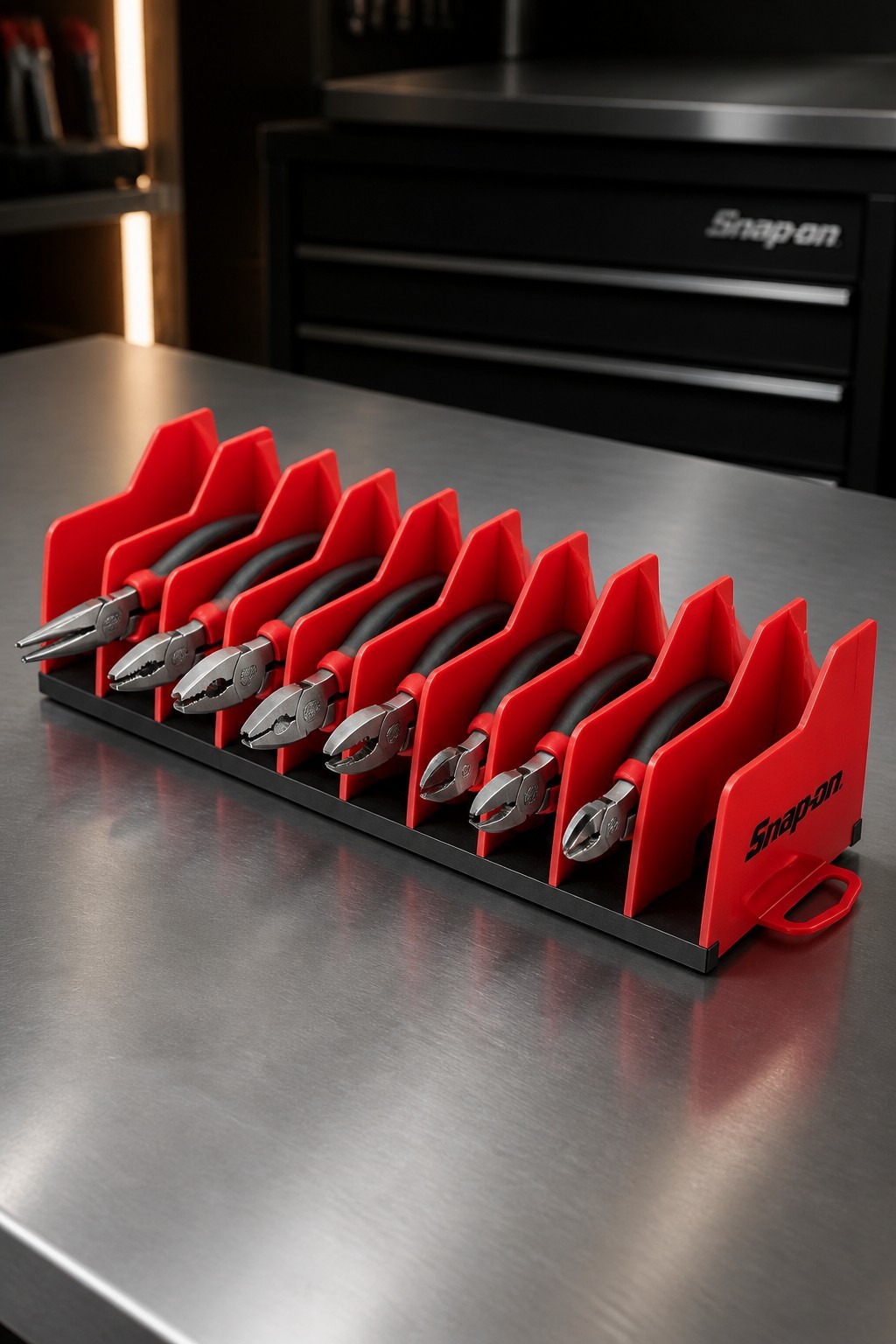 Snap On Tools 10″ Pliers Holder Organizer RED Non-slip rubber base USA KAPL10RD