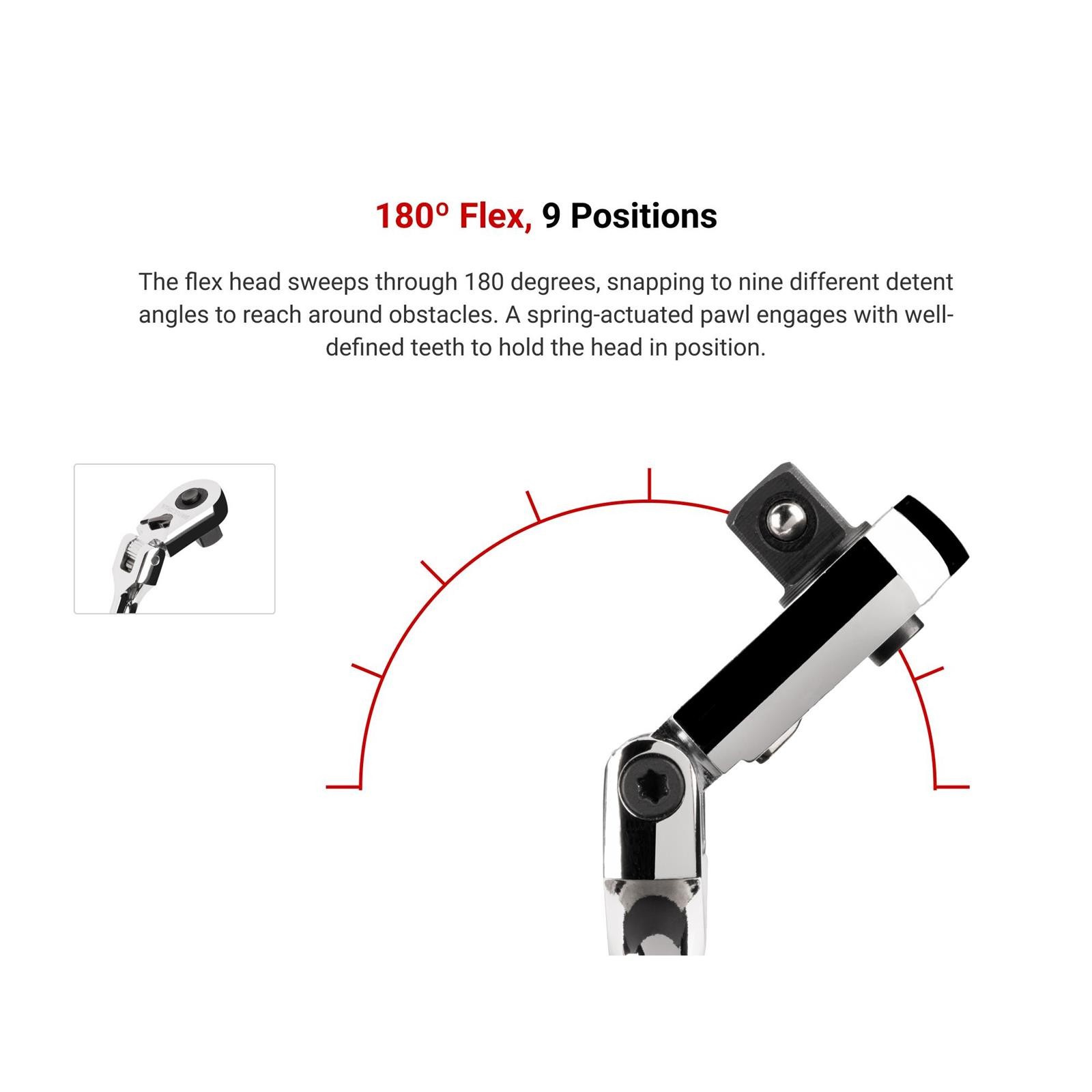 Tekton SRH32112 3/8″ Drive x 12″ Flex Head Quick-Release Ratchet