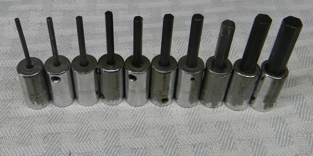 SNAP-ON 1/4″ DRIVE 10PC SAE HEX DRIVER BIT SOCKET SET 1/16″-1/4″ #110ETMAY