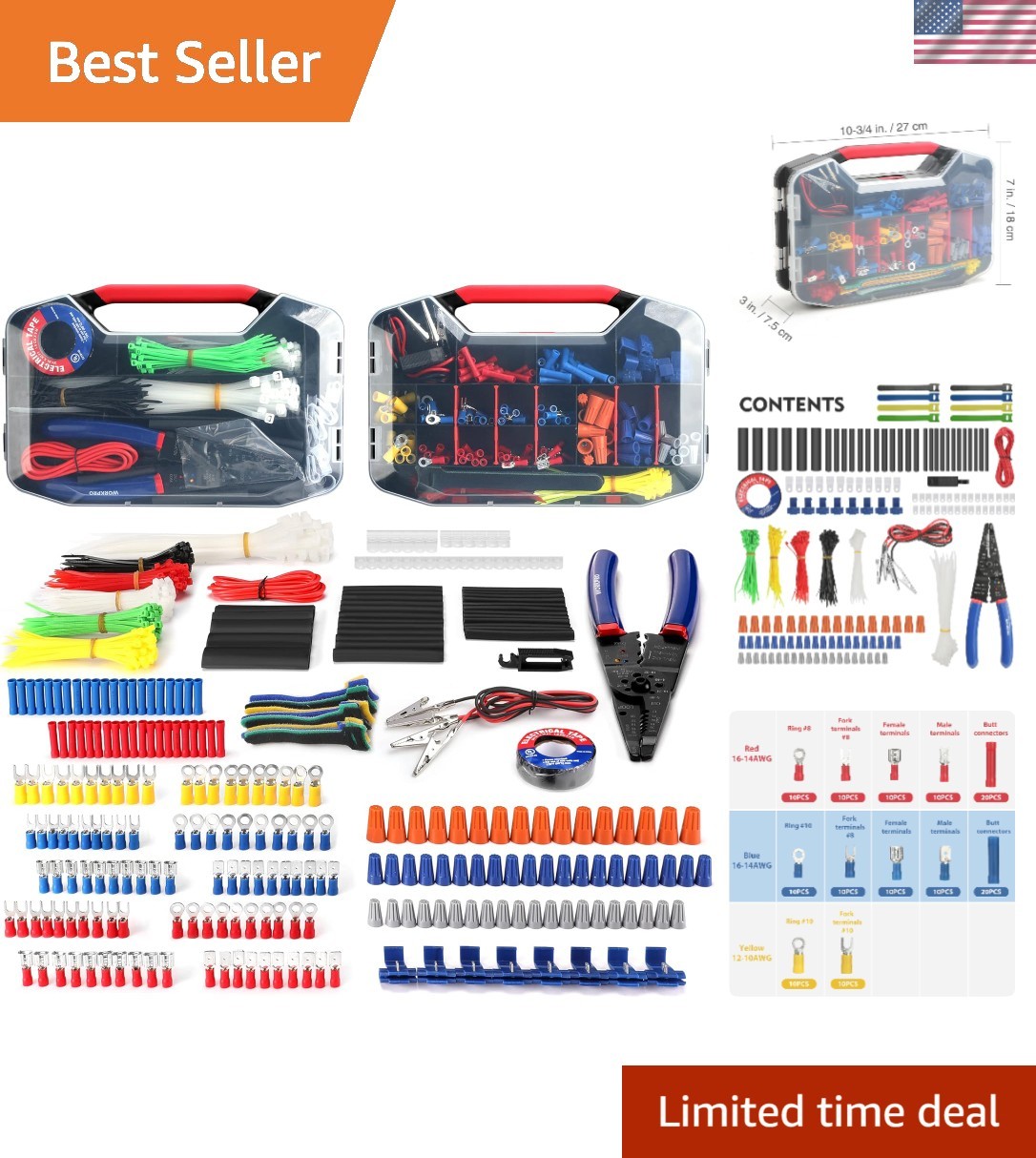 Pro-Grade 582-Piece Wire Connectors & Crimp Terminal Set with Easy Grip Tools