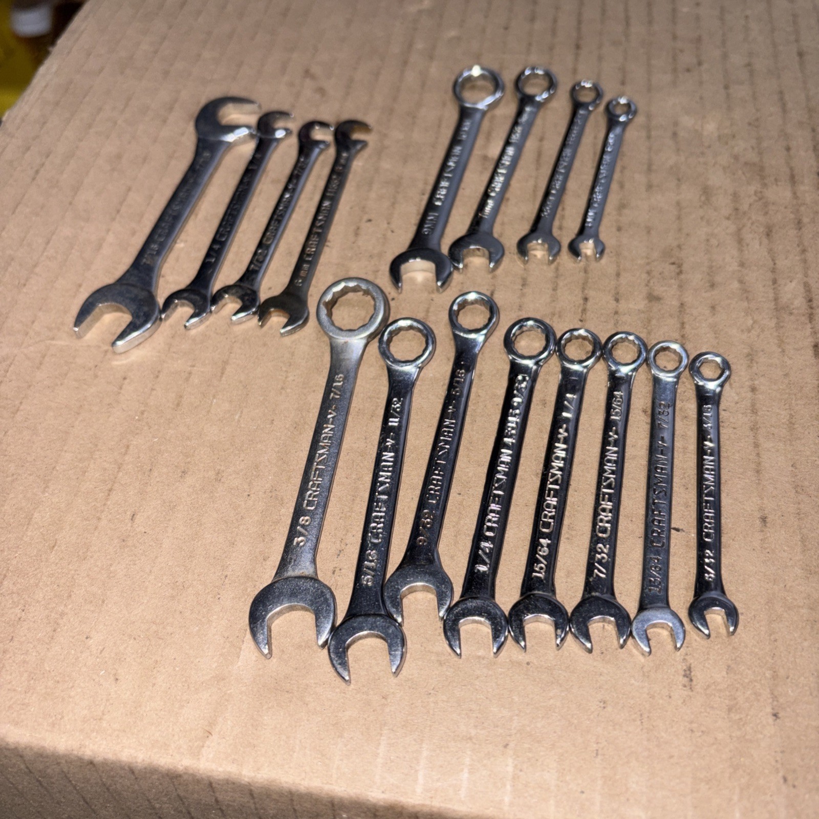 Vtg Lot Of 16 Craftsman Metric & SAE Midget Ignition Wrench Offset & Combinaton