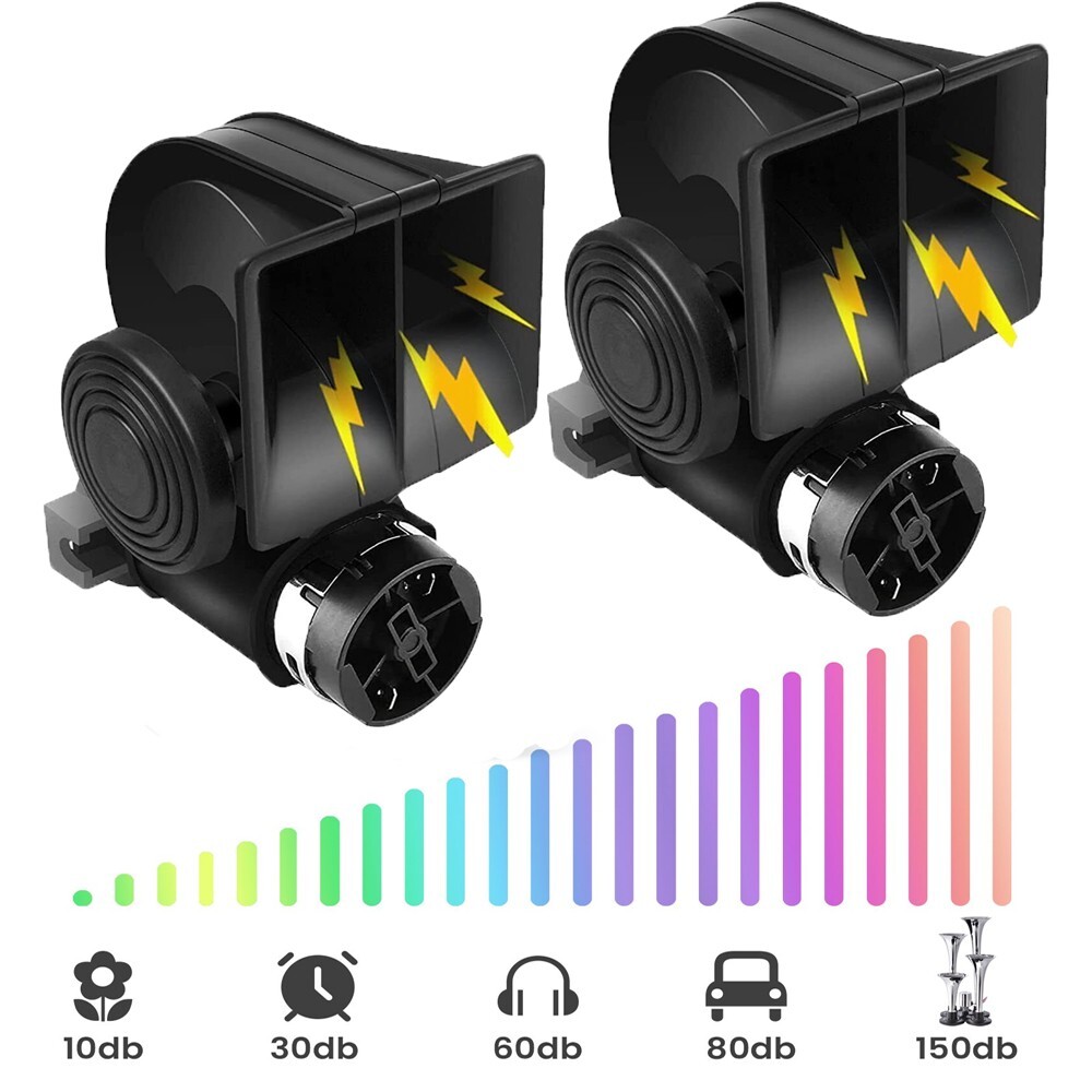 2PCS Car Horn 12V Air Horn for Truck 150db Super Loud Train Horn with Wire Kit