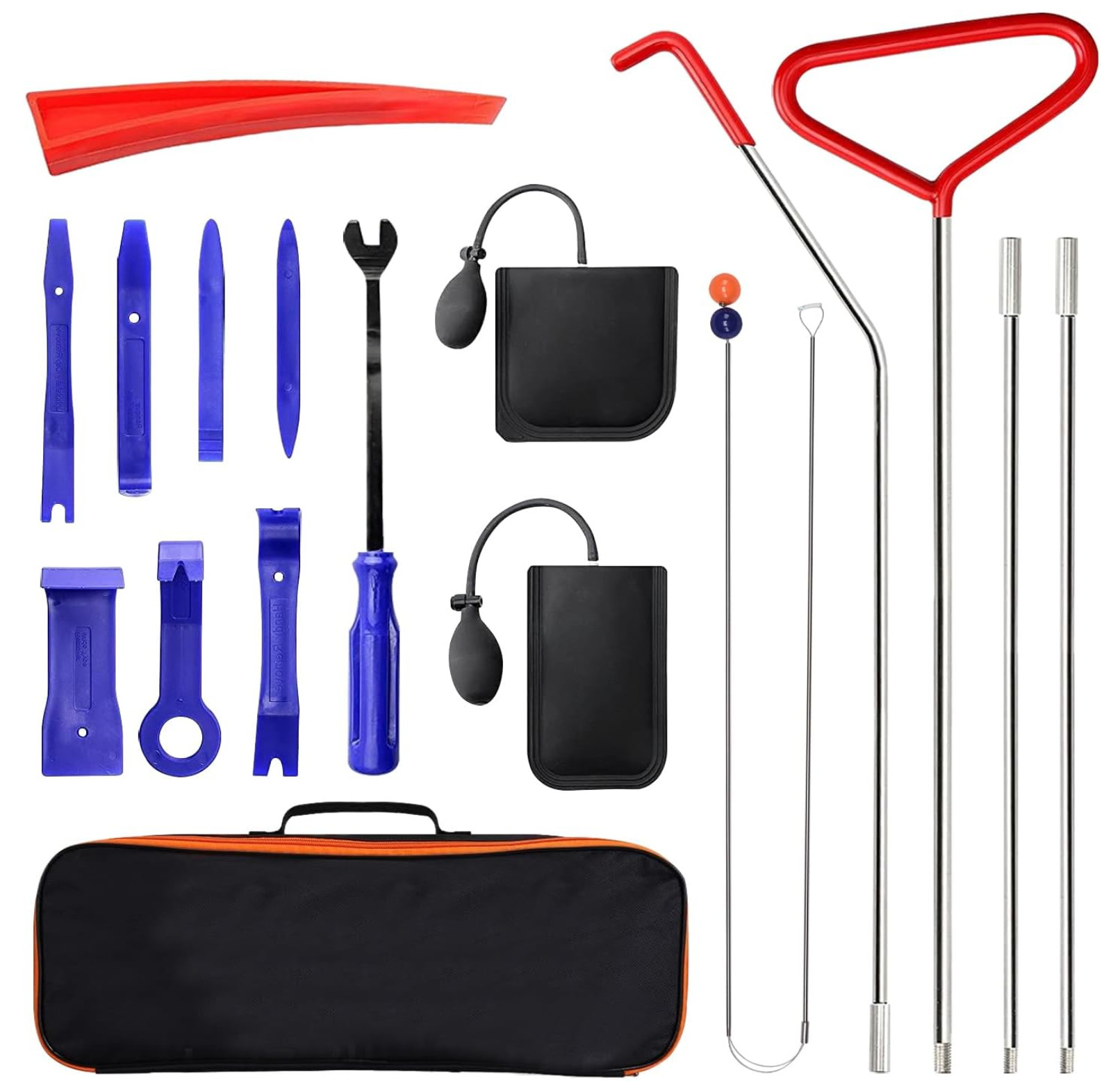 Car Tool Kit Roadside Emergency With Long Reach Grabber Air Wedge Bag Pump 14pcs