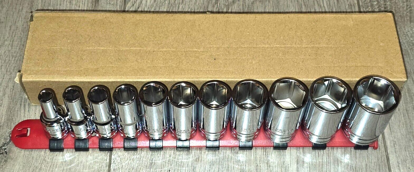 Casoman 11 Pc 3/8″ dr 6 Point Mid Length / Semi-Deep Socket Set, SAE 1/4 to 7/8