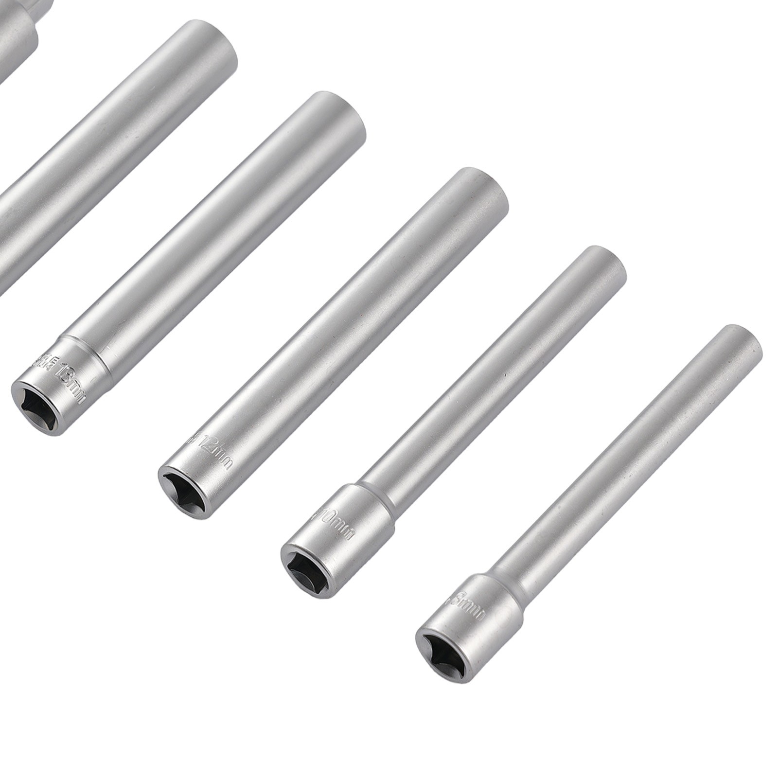 3/8in Drive Extra Deep Socket 8-14mm Long Reach CR-V 6 Point Set + Adaptors