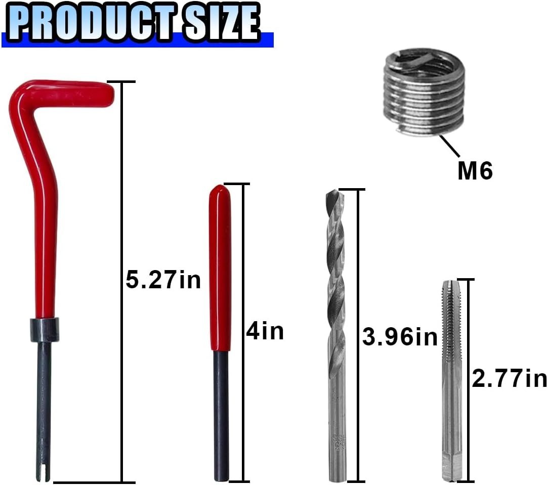 30PCS M6 x 1.0mm Thread Repair Insert Kit, Metric Helicoil Kit M6 x 1.0