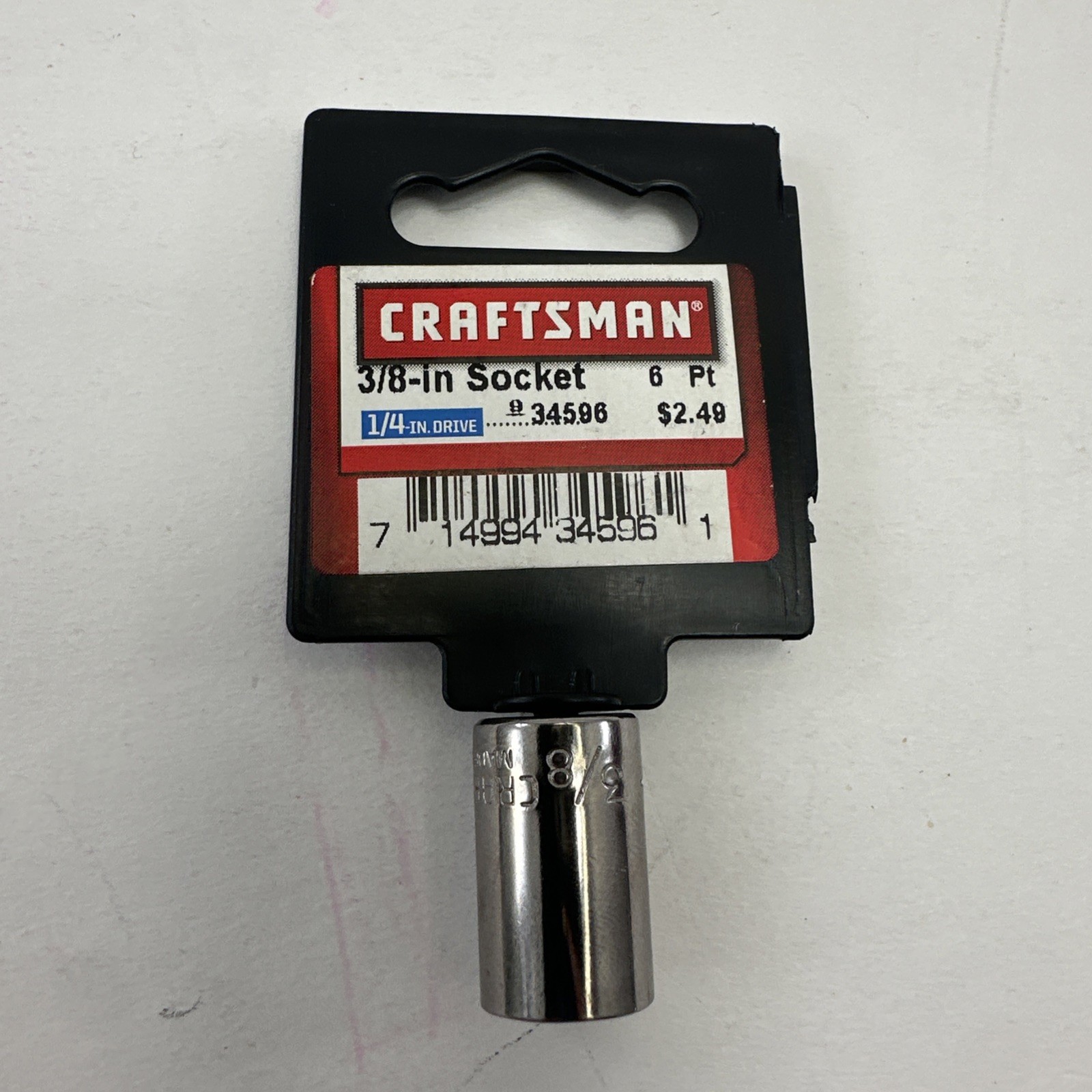 Craftsman 3/8” Socket 1/4” Drive 6 Pt. #34596 SAE New NOS Made In USA