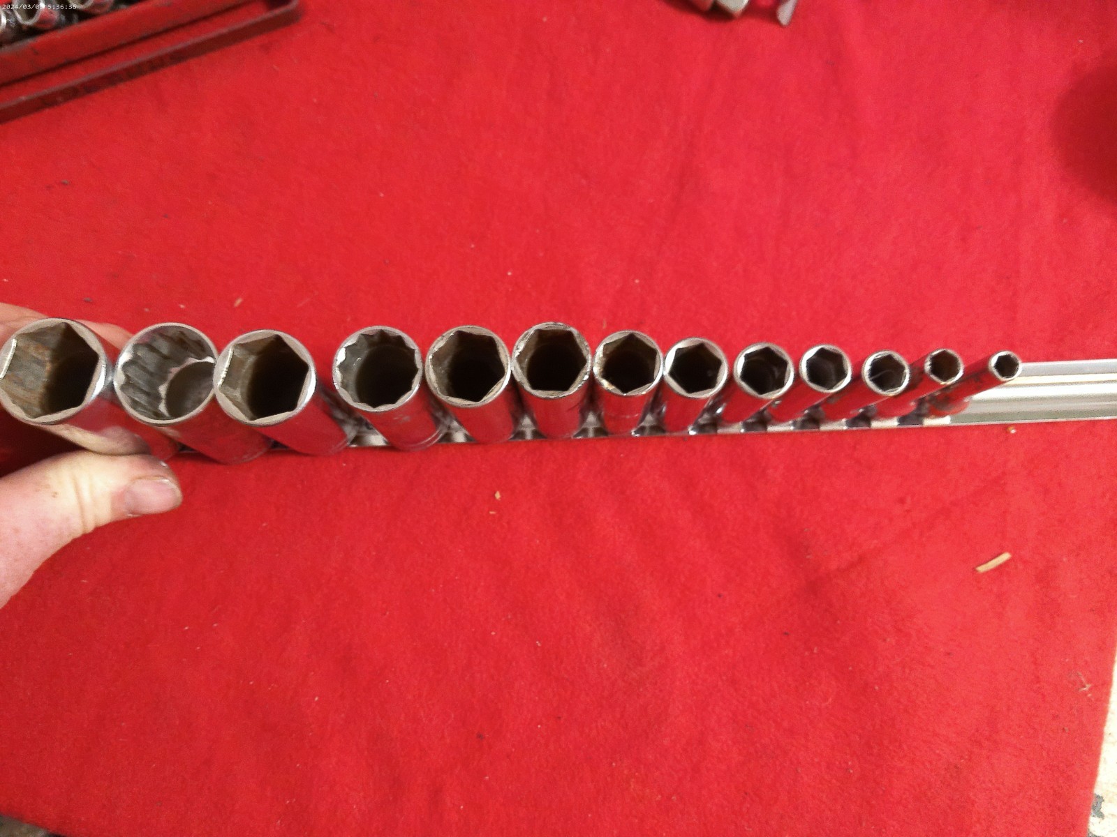 Snap On 3/8″ Drive 13pc SAE Deep 6Pt Point Chrome Socket Set 1/4” to 1” READ!