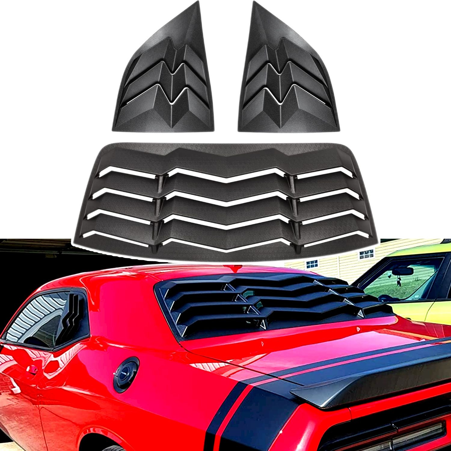 Rear & Side Window Louver for Dodge Challenger 2008-2021 Windshield Sun Cover