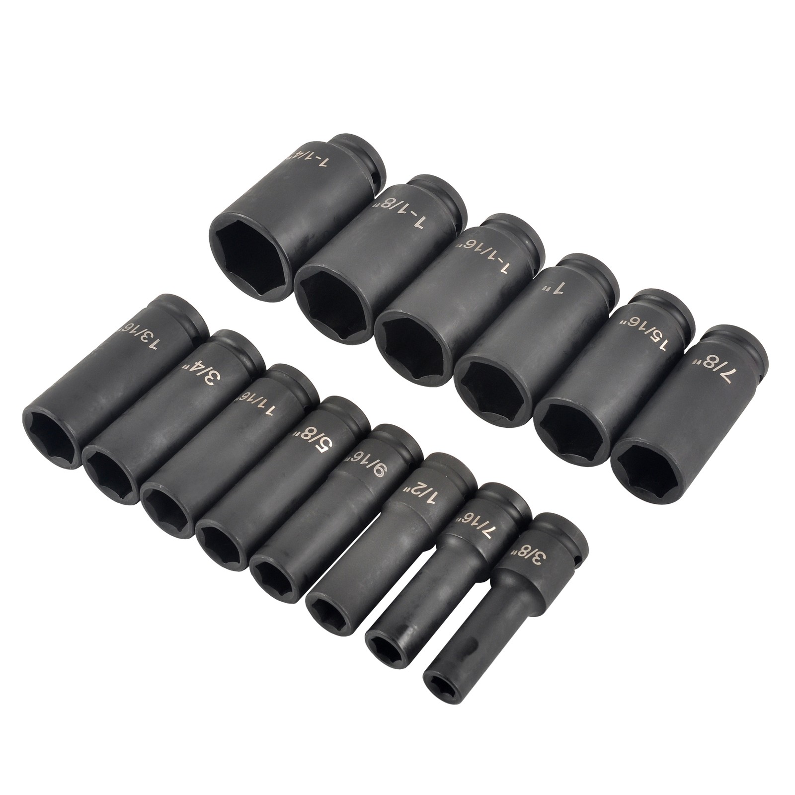 14PCS 1/2″ Drive 6 Point Heavy-duty Standard Impact Socket Set 3/8″ to 1-1/14″