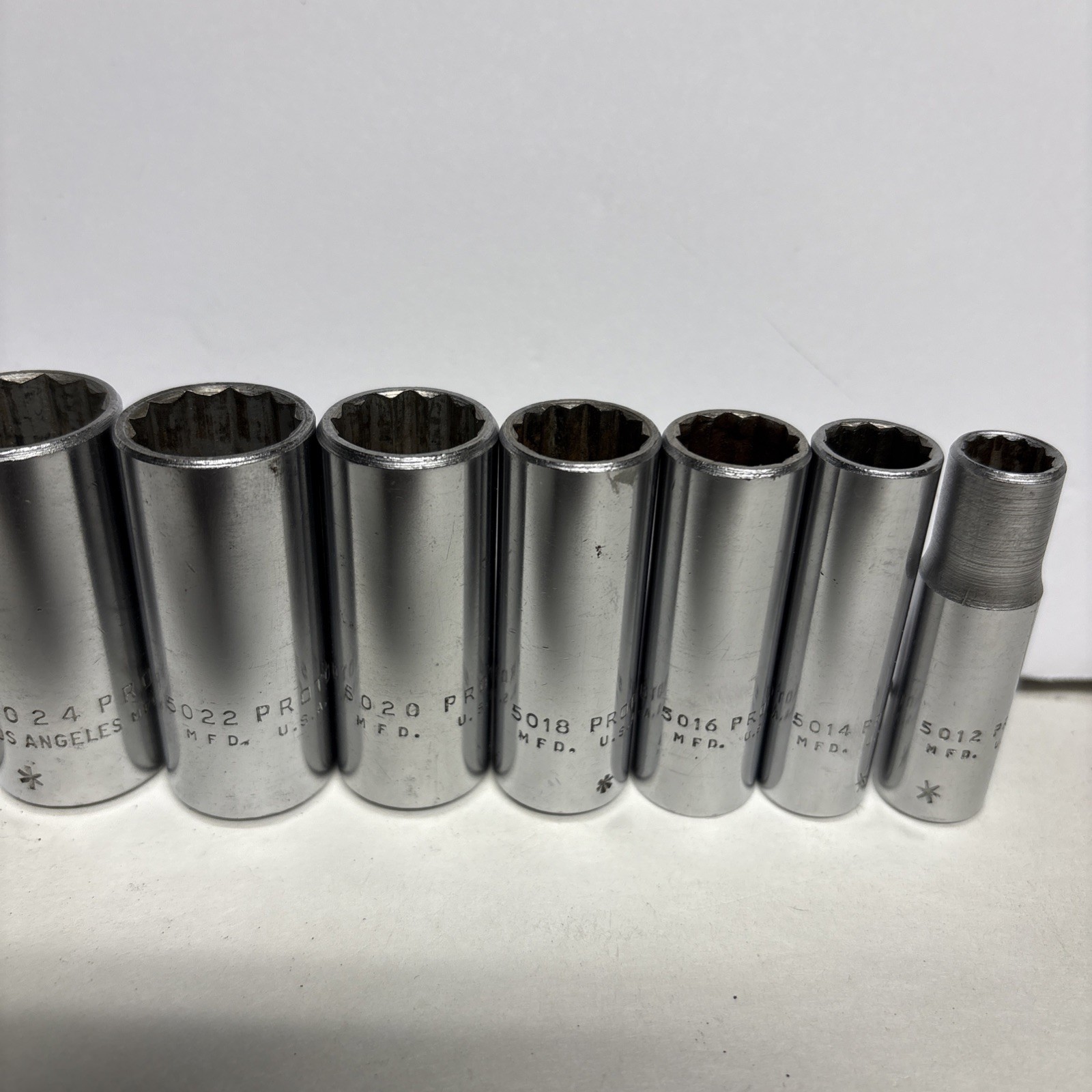 PROTO 3/8” Ratchet No. 5249 & PROTO 9 Piece 3/8” Drive Deep 12pt. Sockets U.S.A.