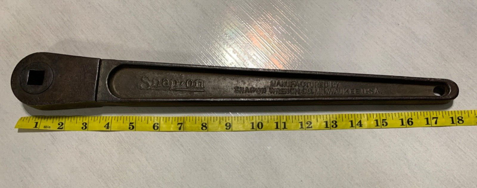 Vintage Snap on drive push through ratchet 18” long 5/8”