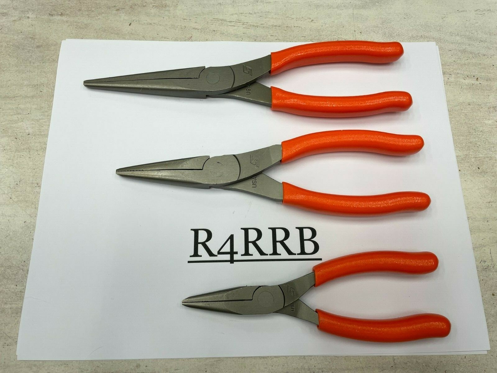 Snap-On Tools USA NEW 3 Piece ORANGE Soft Grip Needle Nose Pliers Lot Set