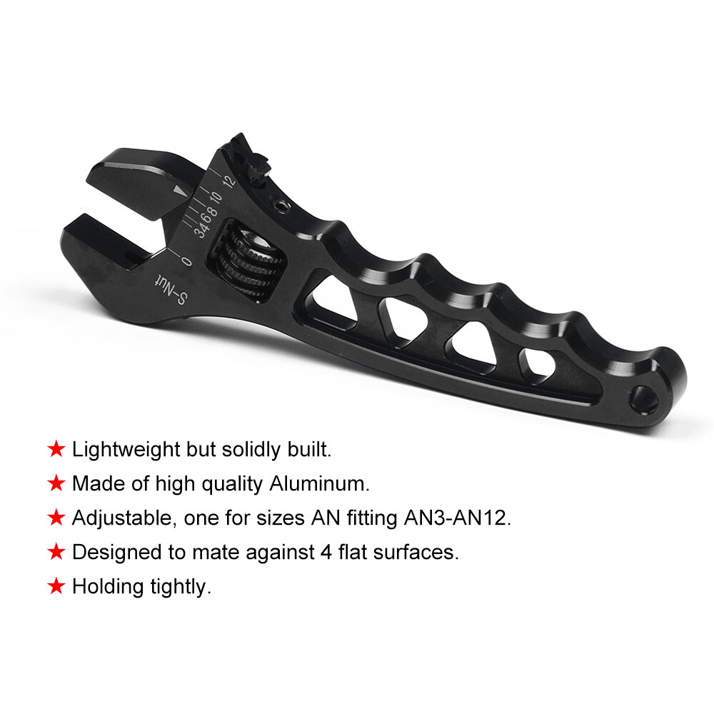 Black Aluminium Adjustable Wrench Spanner AN3 AN4 AN6 AN8 AN10 AN12 Hose Fitting