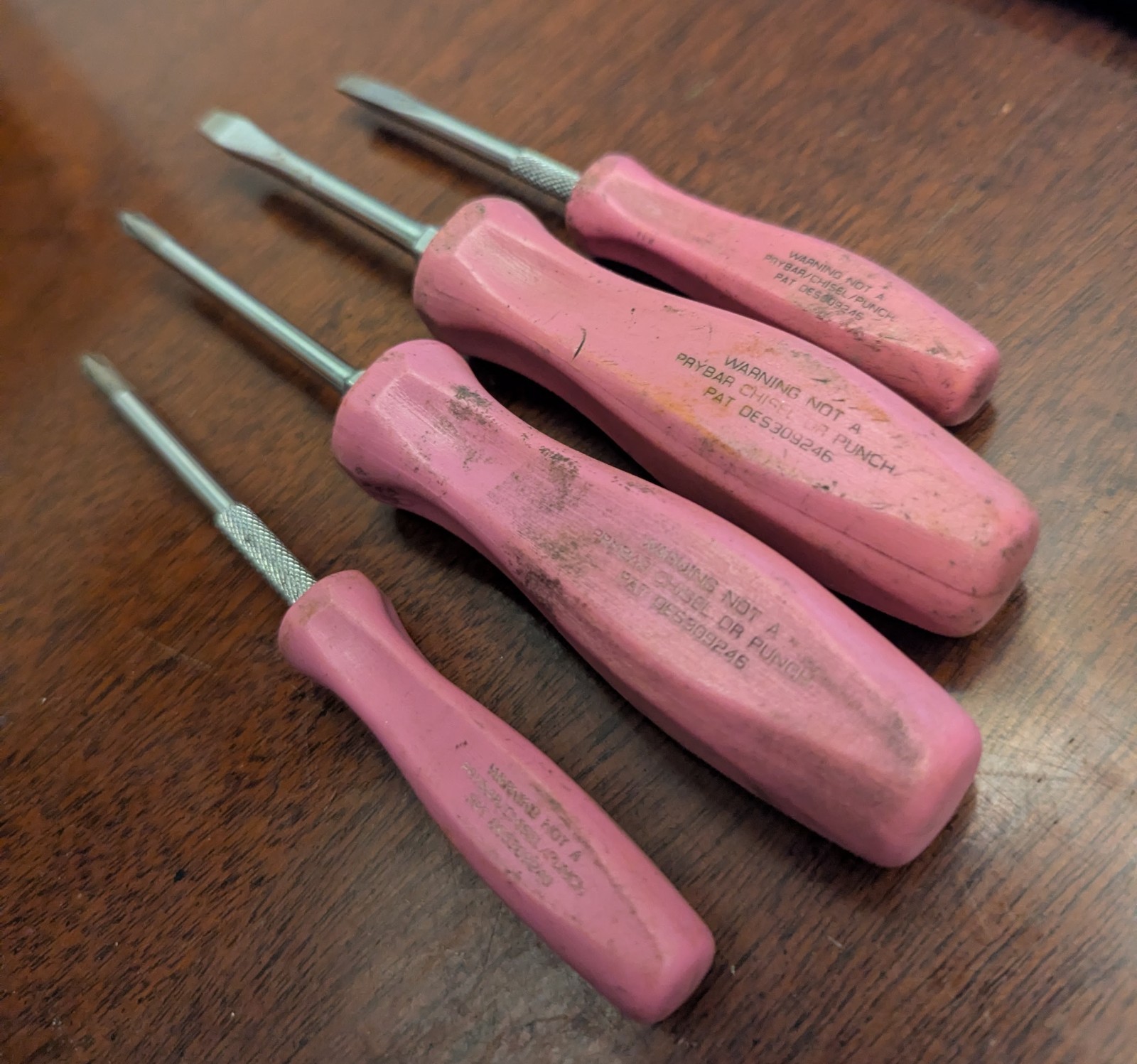 Snap-on 4pc PINK HARD HANDLE Combination Screwdriver Set #1 Philips and Flat