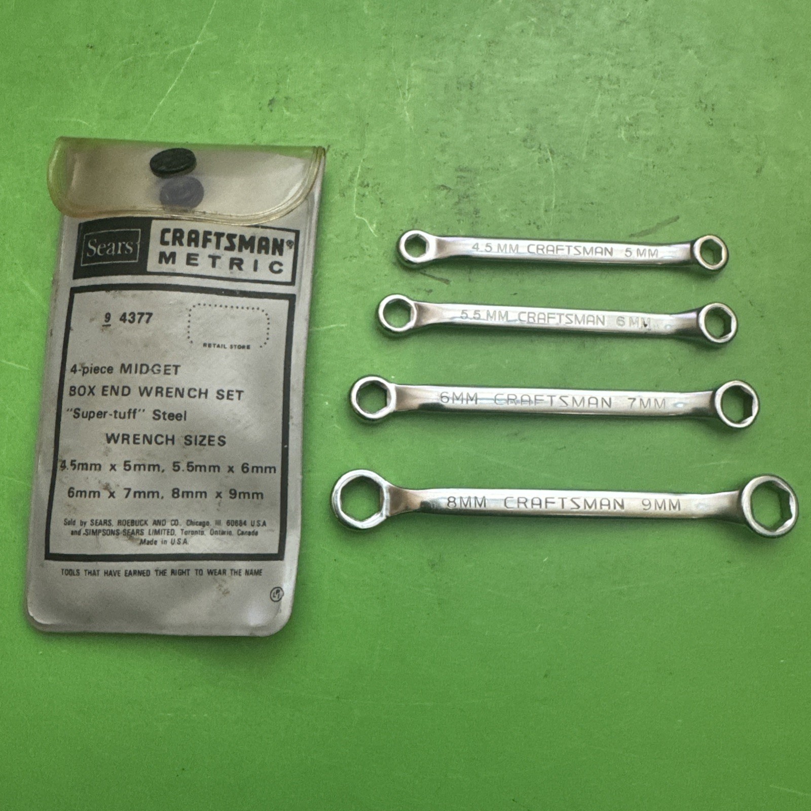 Craftsman USA 4 Piece Metric 6 Point Offset Box End Ignition Wrench Set MPN 4377