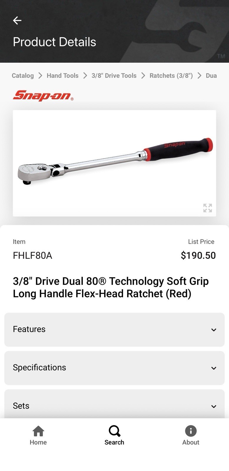 3/8″ Drive Dual 80® Technology Soft GripLong Handle Flex-Head Ratchet (Red)