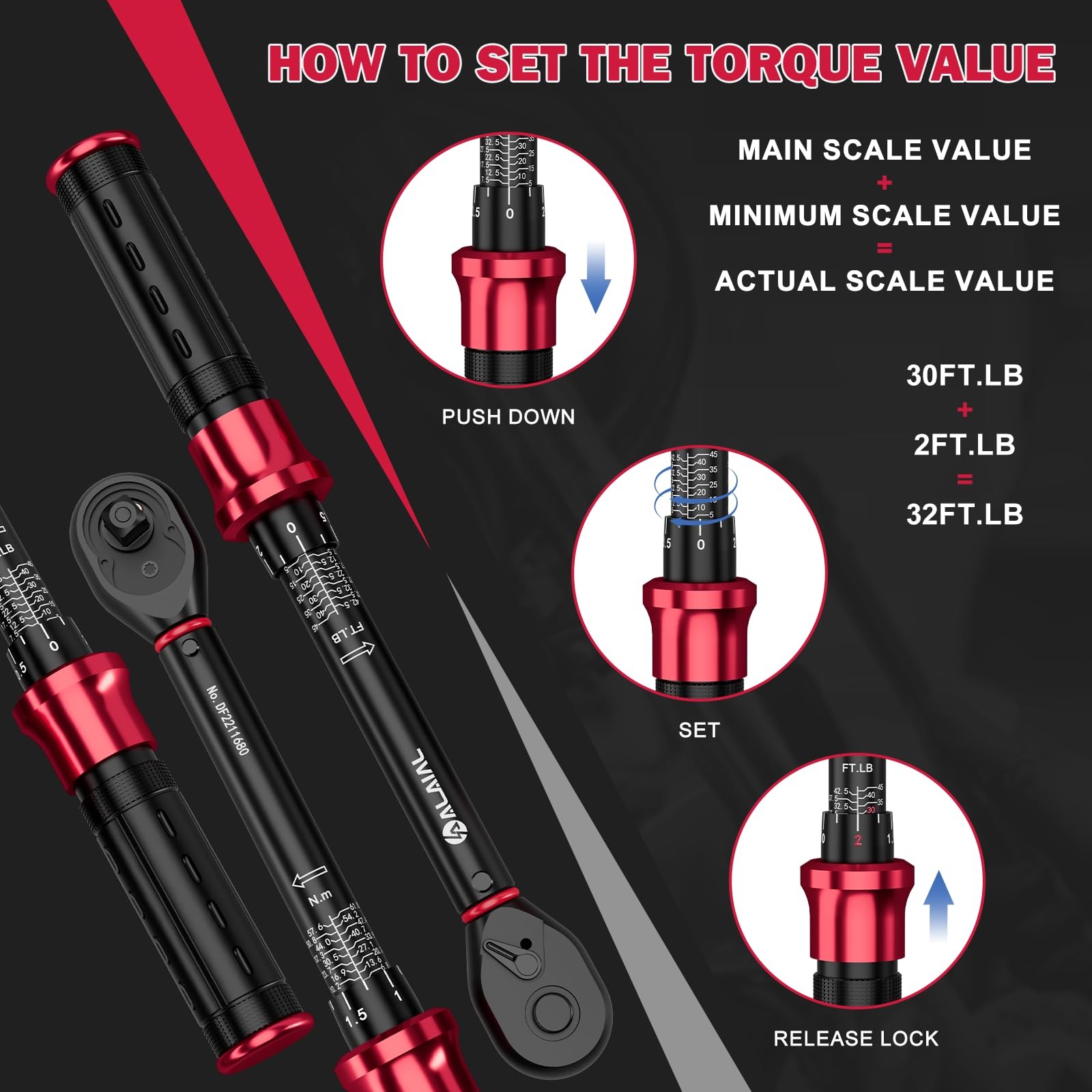 Spark Plug Socket Set with Torque Wrench 3/8 Drive, 5-45 5PCS, Red