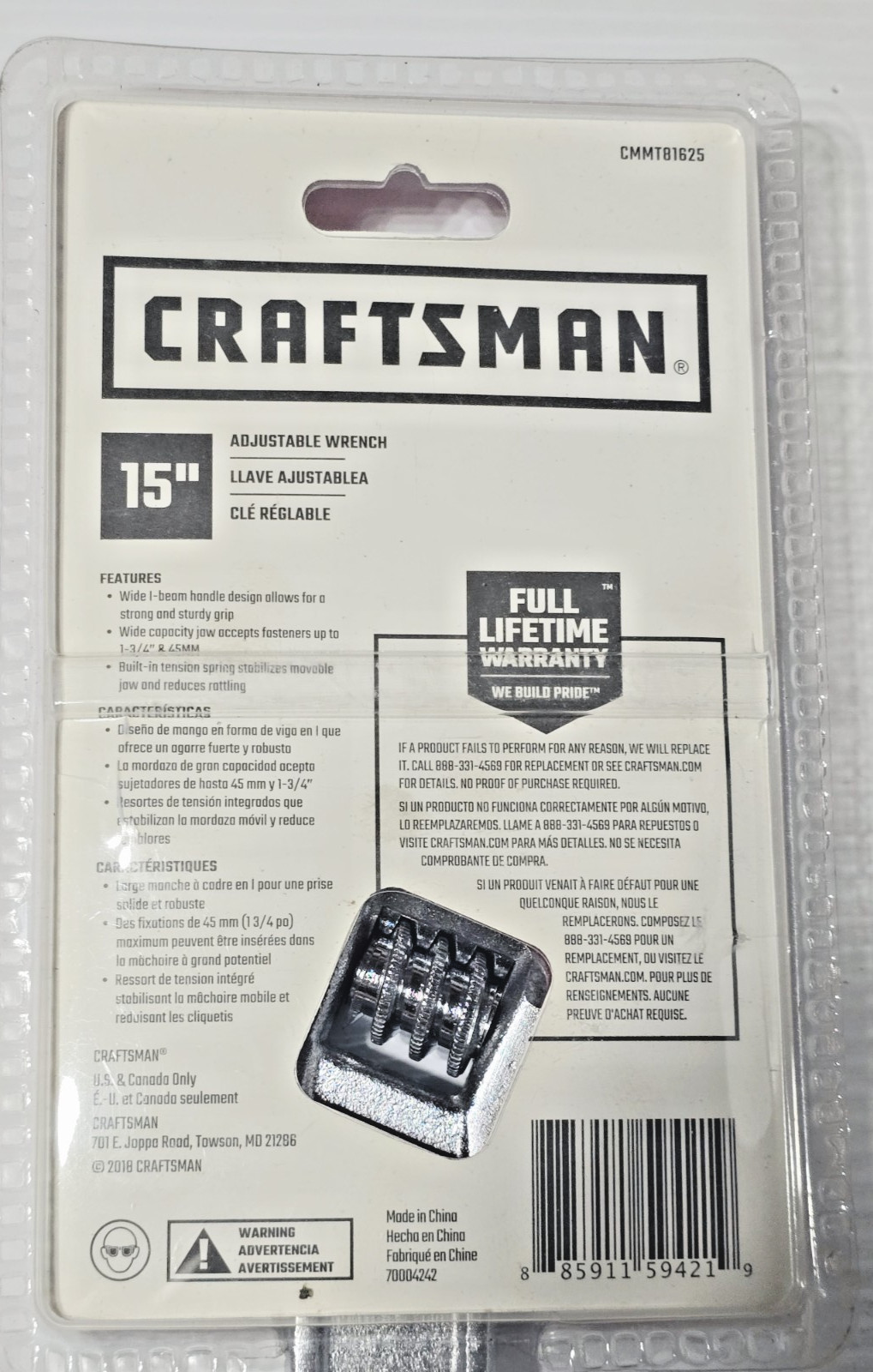 Genuine Craftsman 6″ 8″ 10″ 15″ Adjustable Wrench USA – NEW