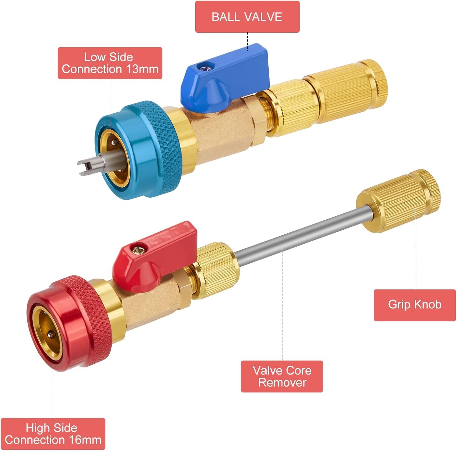 High Low Pressure Valve Core Remover Tools Kit for R134A Air Conditioner System