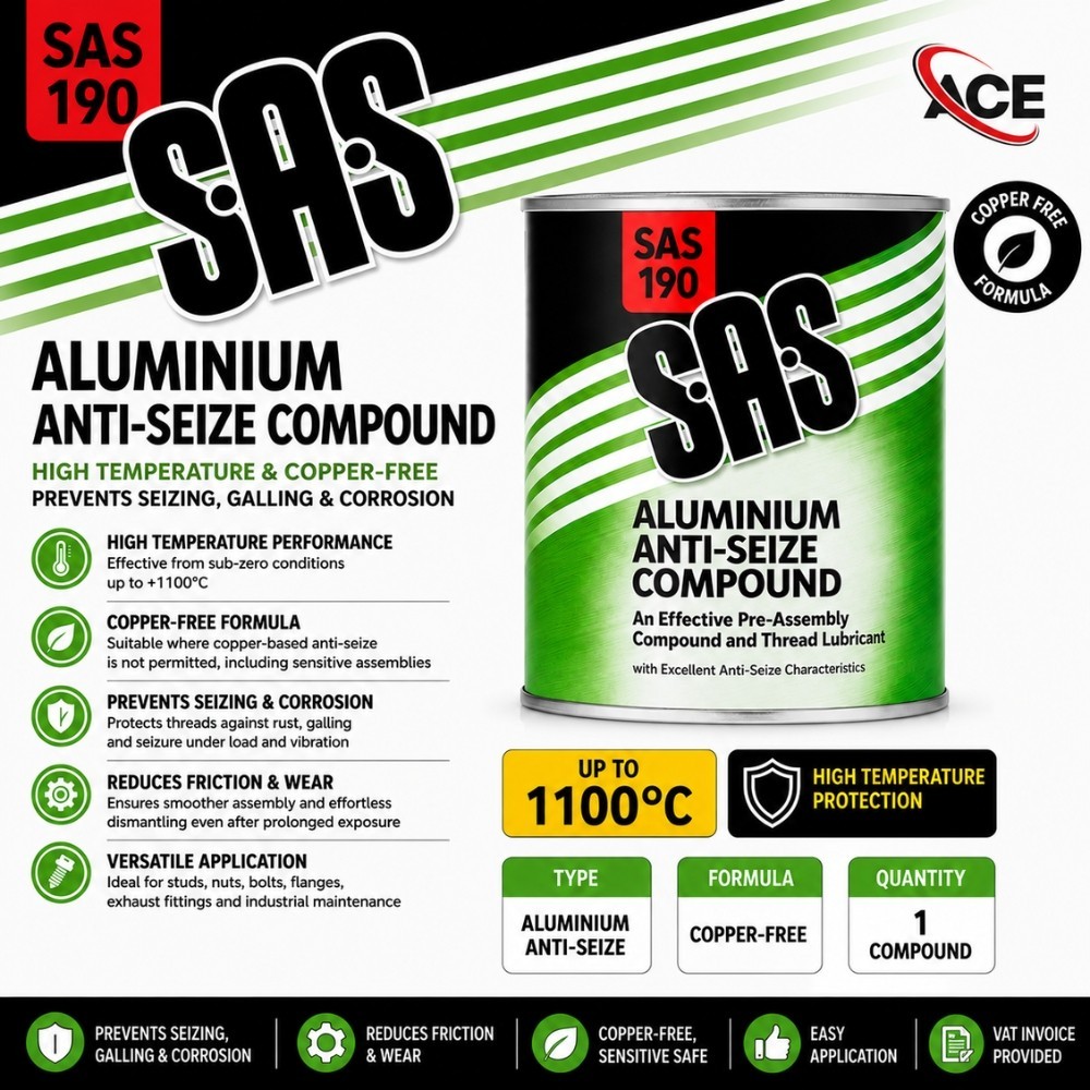 1x S.A.S Aluminium Anti-Seize Compound High Temp 500g Tin – SAS190A