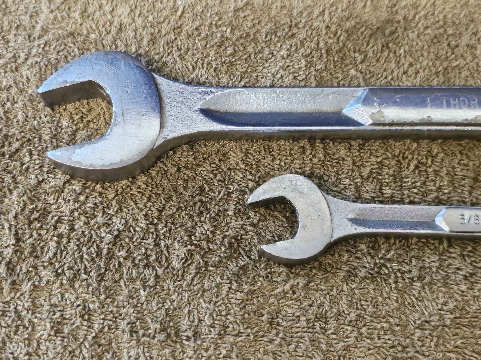 2 Thorsen Combination Open End Wrench Set 2032 1″ 3018 5/8″ 9/16″ SAE USA 12 PT