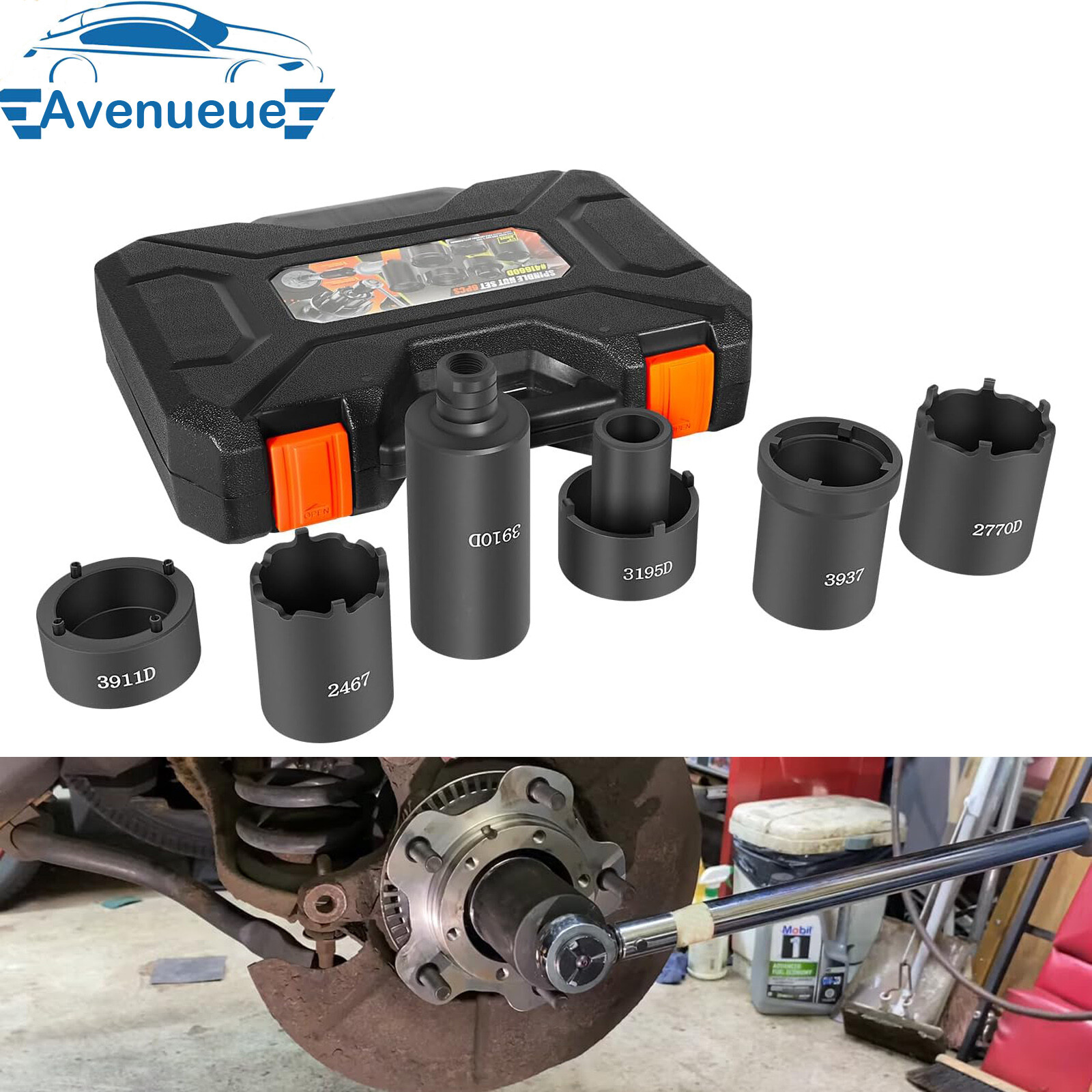 41660D 6 Pack Spindle Nut Socket Set Fit for Ford Dana 44 50 80, F-series Trucks