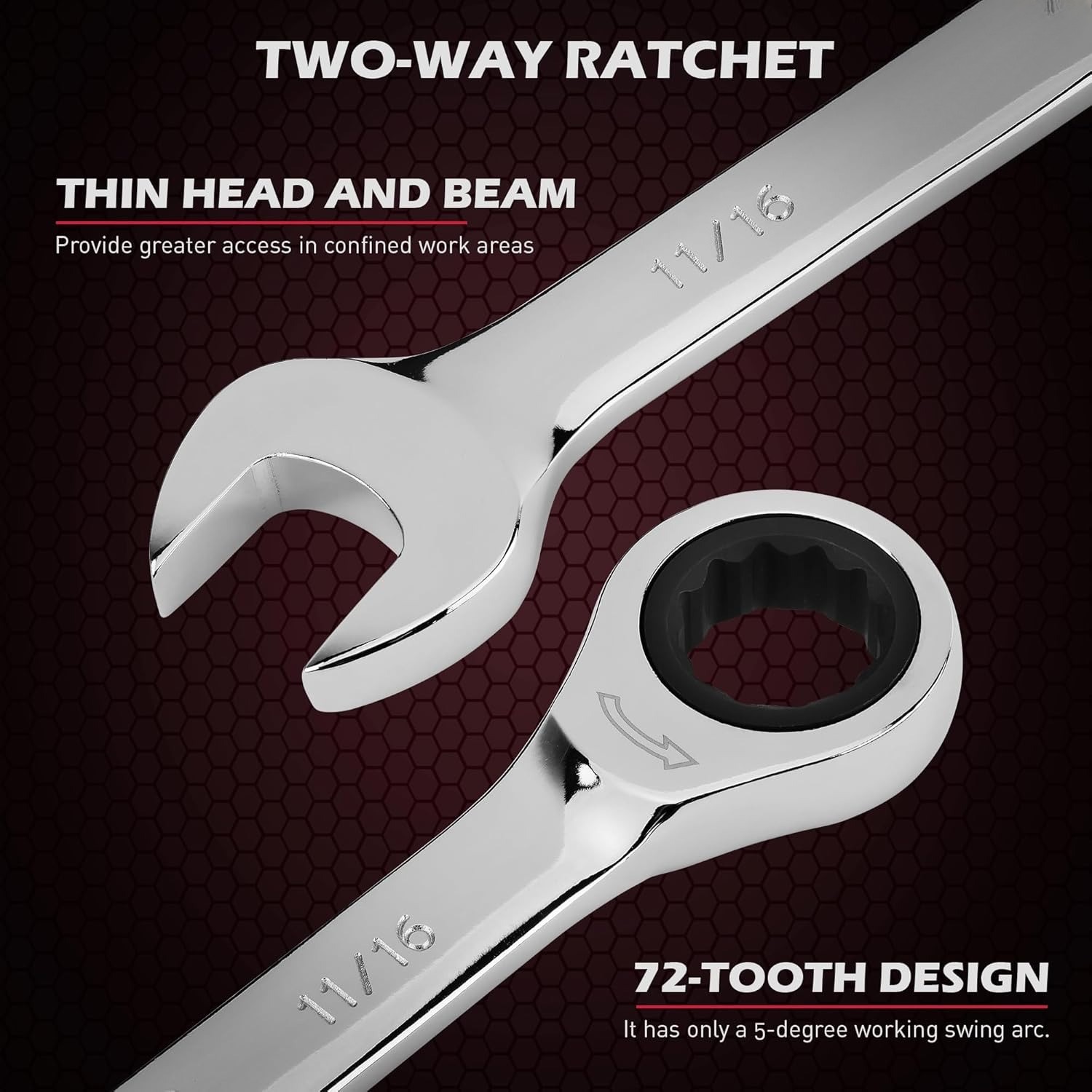 Ratchet Wrench Set, Combination Wrenches in Imperial and Metric Sizes