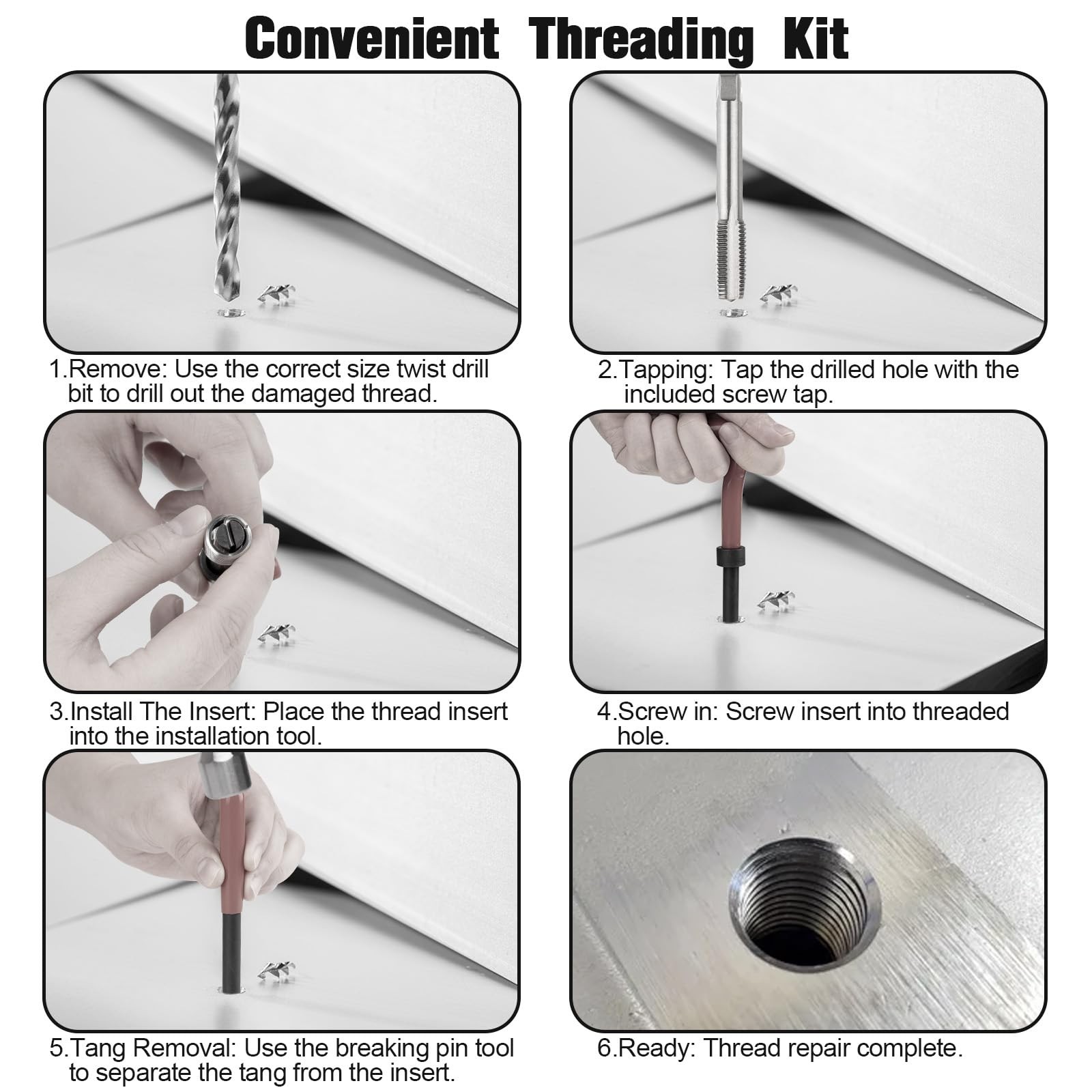 Premium 131-Piece Metric Helicoil Thread Repair Kit, Comprehensive HSS Drills, I
