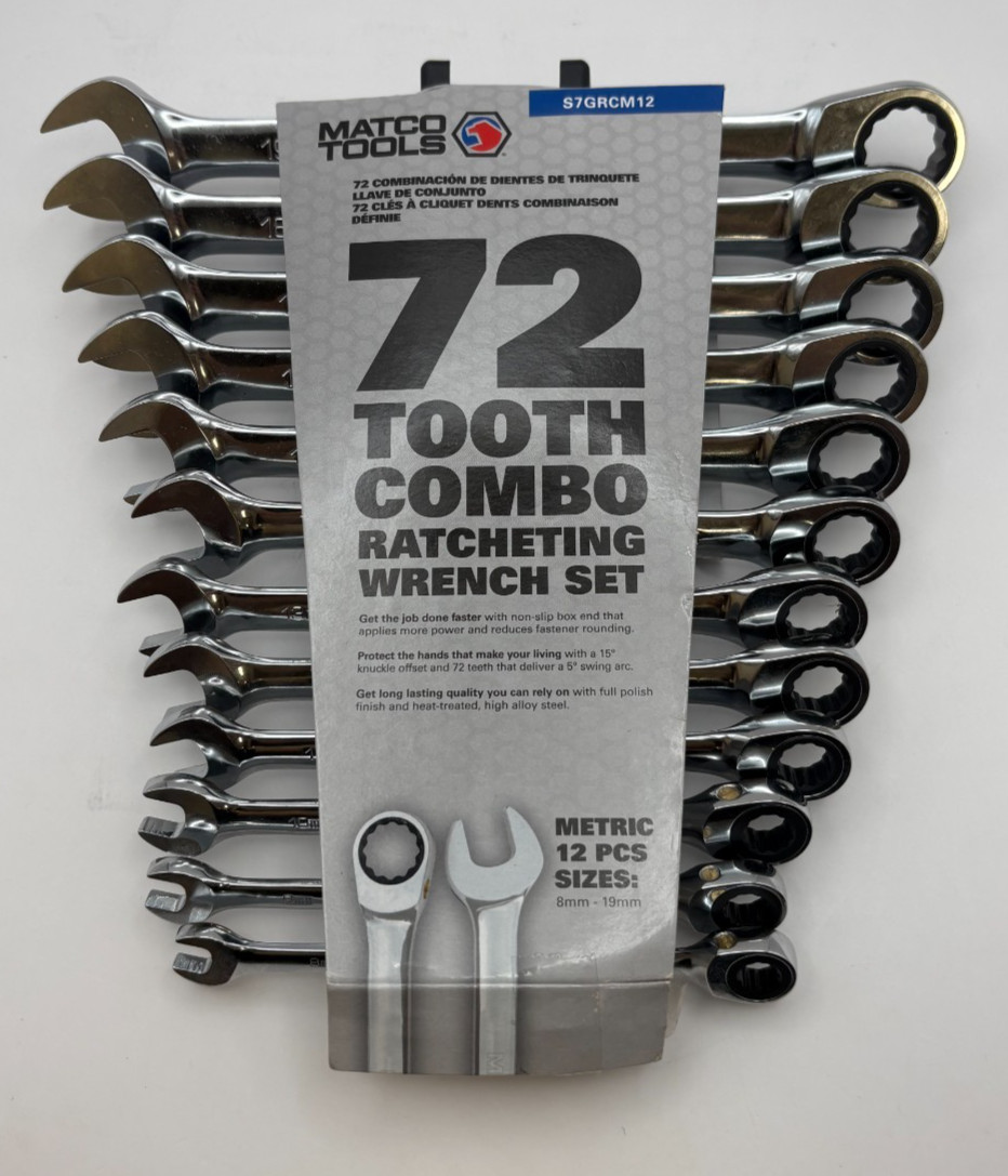 Matco Tools 12 Metric 72 Tooth Combo Ratcheting Wrench Set S7GRCM12 NEW
