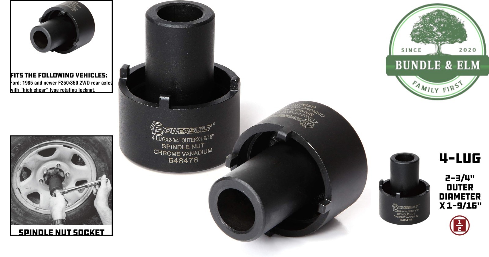 Automotive Tool – 4-Lug Spindle Nut Socket for Efficient Spindle Nut Removal